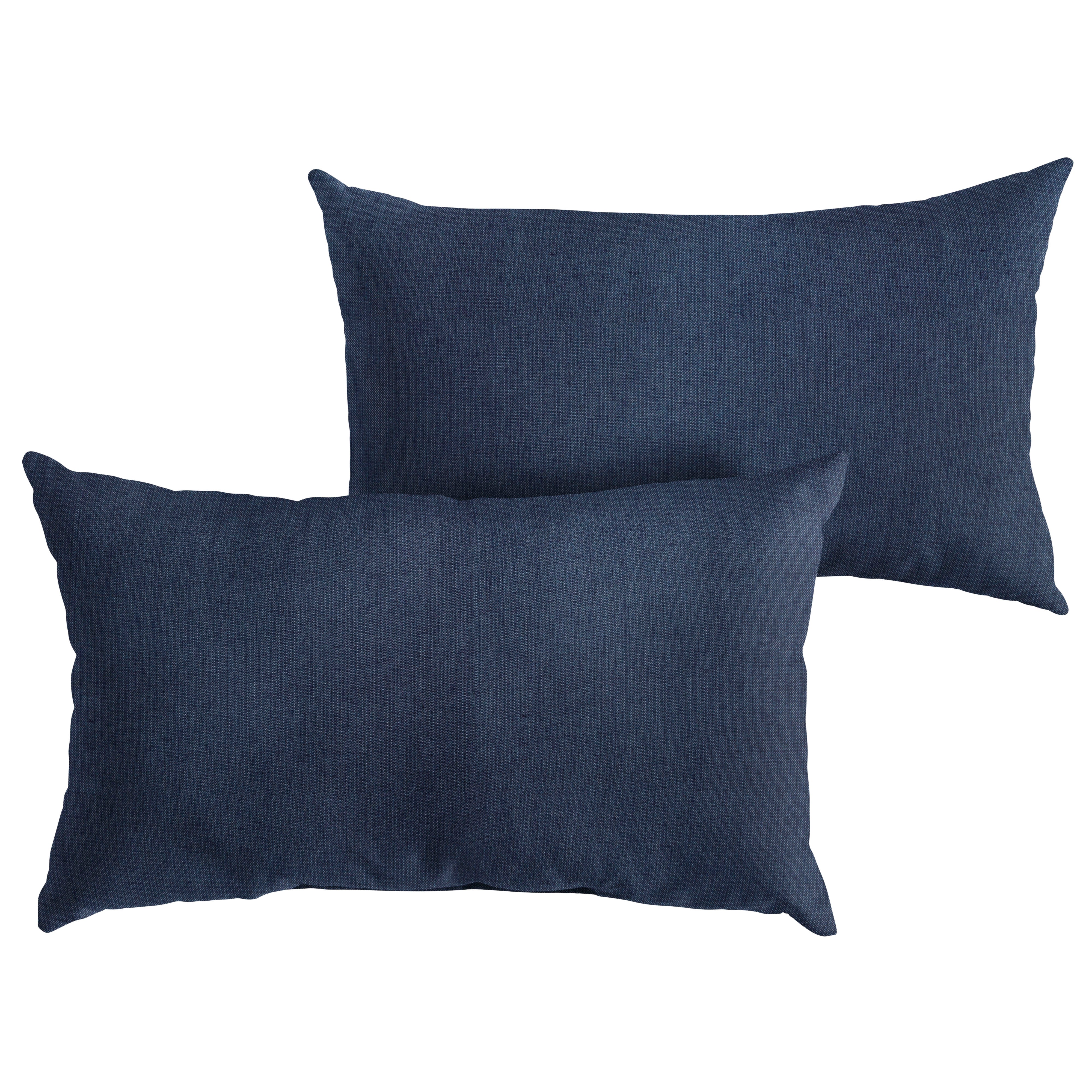 Sunbrella Solid Knife Edge Outdoor Lumbar Pillow Set of 2, Blue