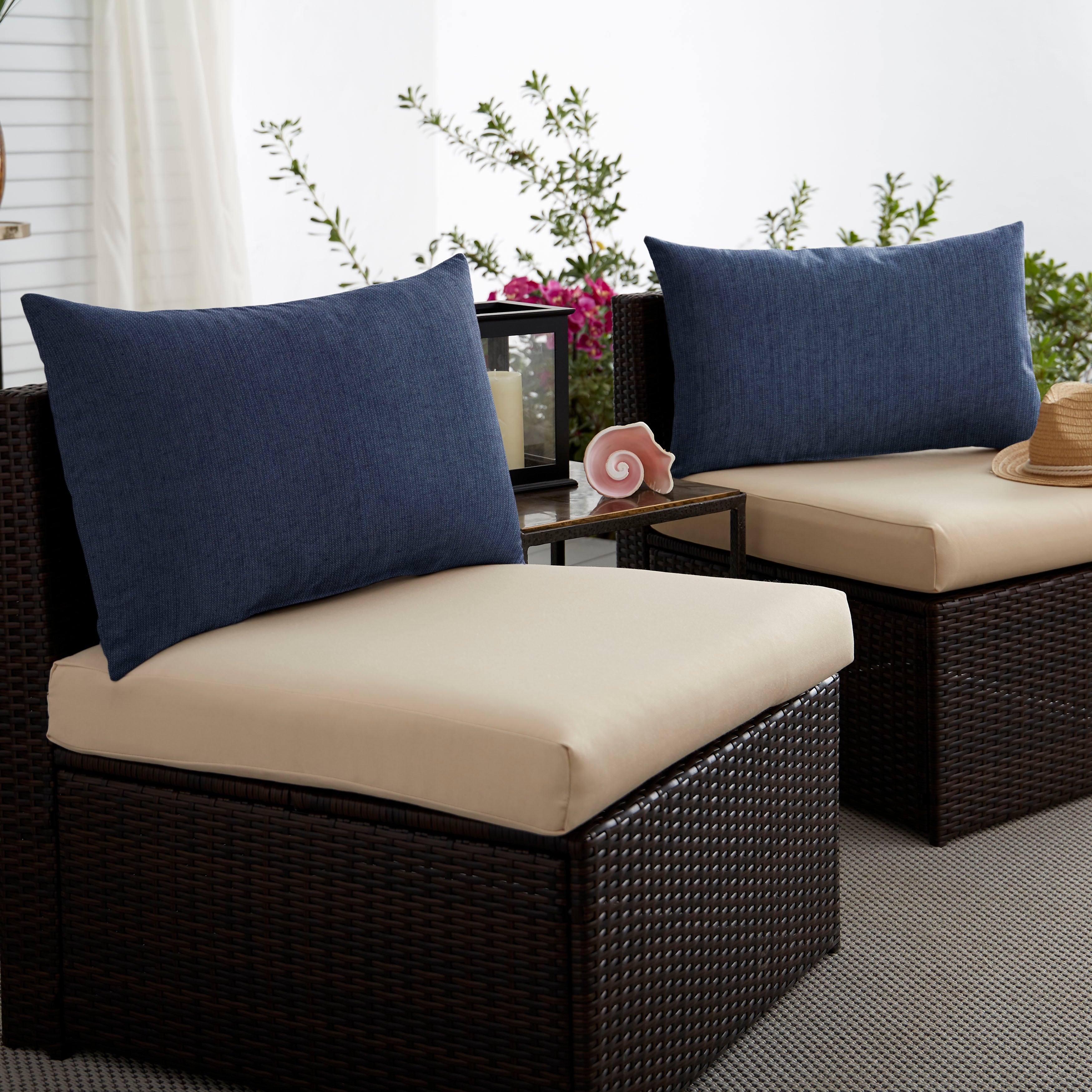 Sunbrella Solid Knife Edge Outdoor Lumbar Pillow Set of 2