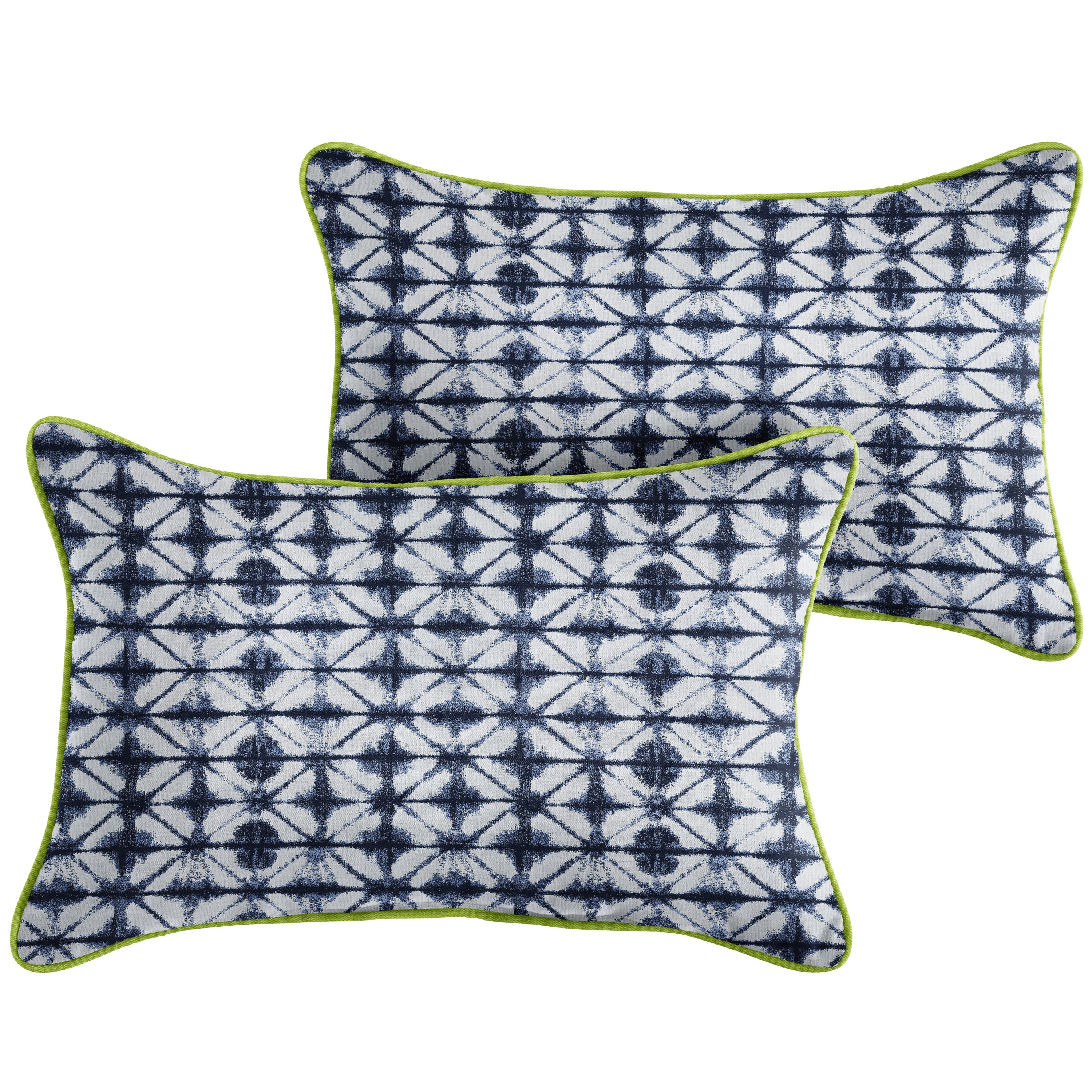 Canvas Sunbrella Ikat Outdoor Lumbar Pillow Set of 2, Macaw
