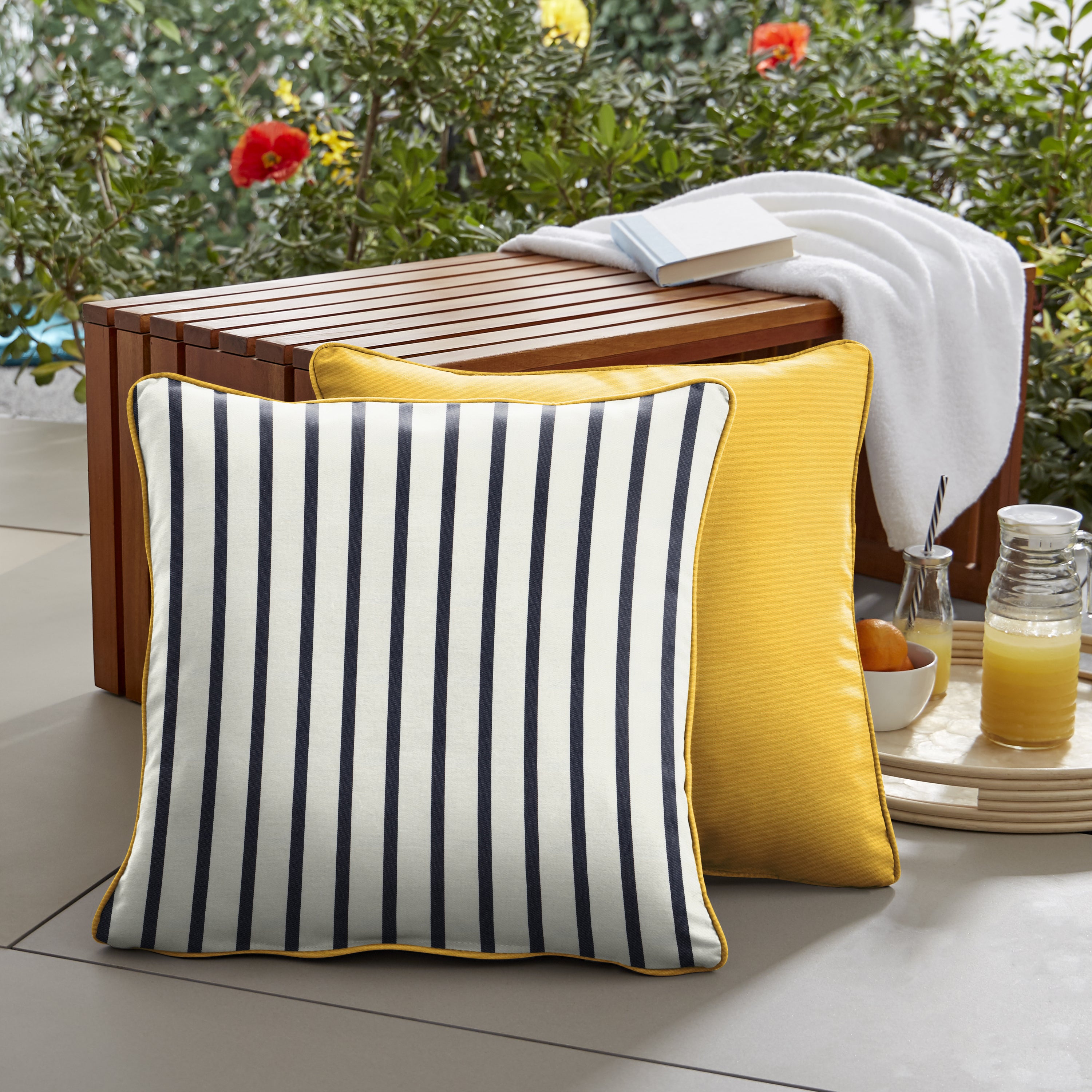 Canvas Sunbrella Stripe Outdoor Square Pillow Set of 2