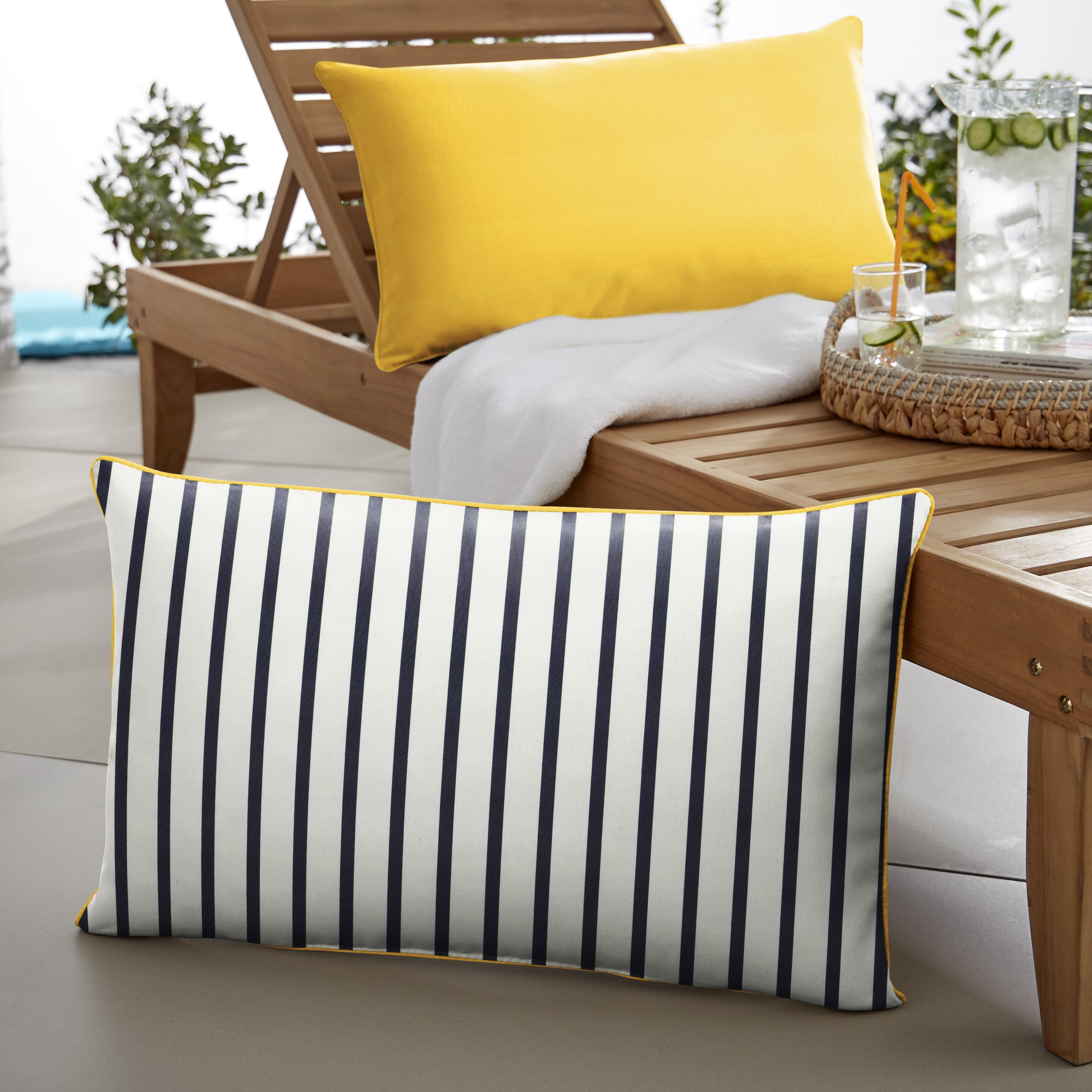 Canvas Sunbrella Stripe Outdoor Lumbar Pillow Set of 2