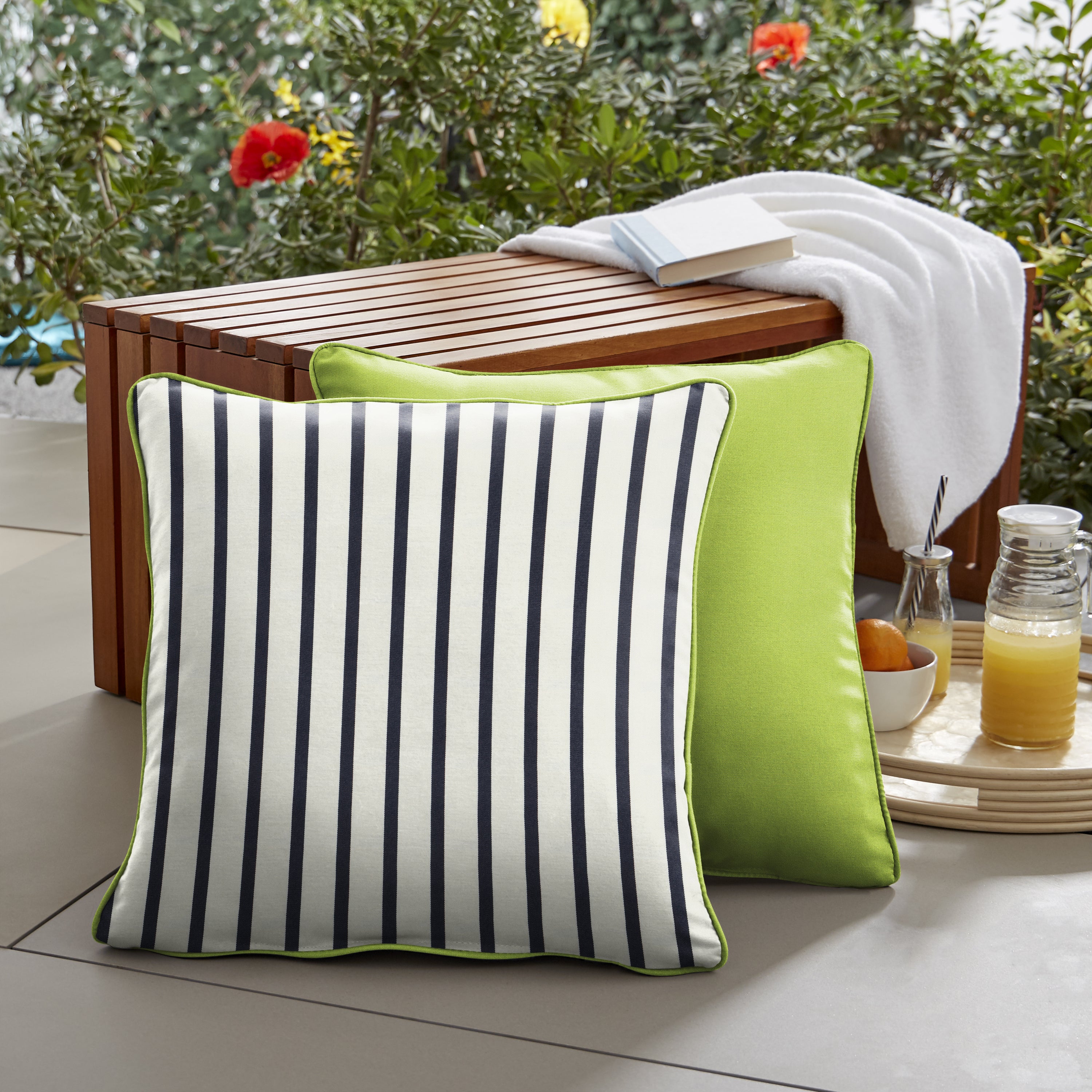 Canvas Sunbrella Stripe Outdoor Square Pillow Set of 2