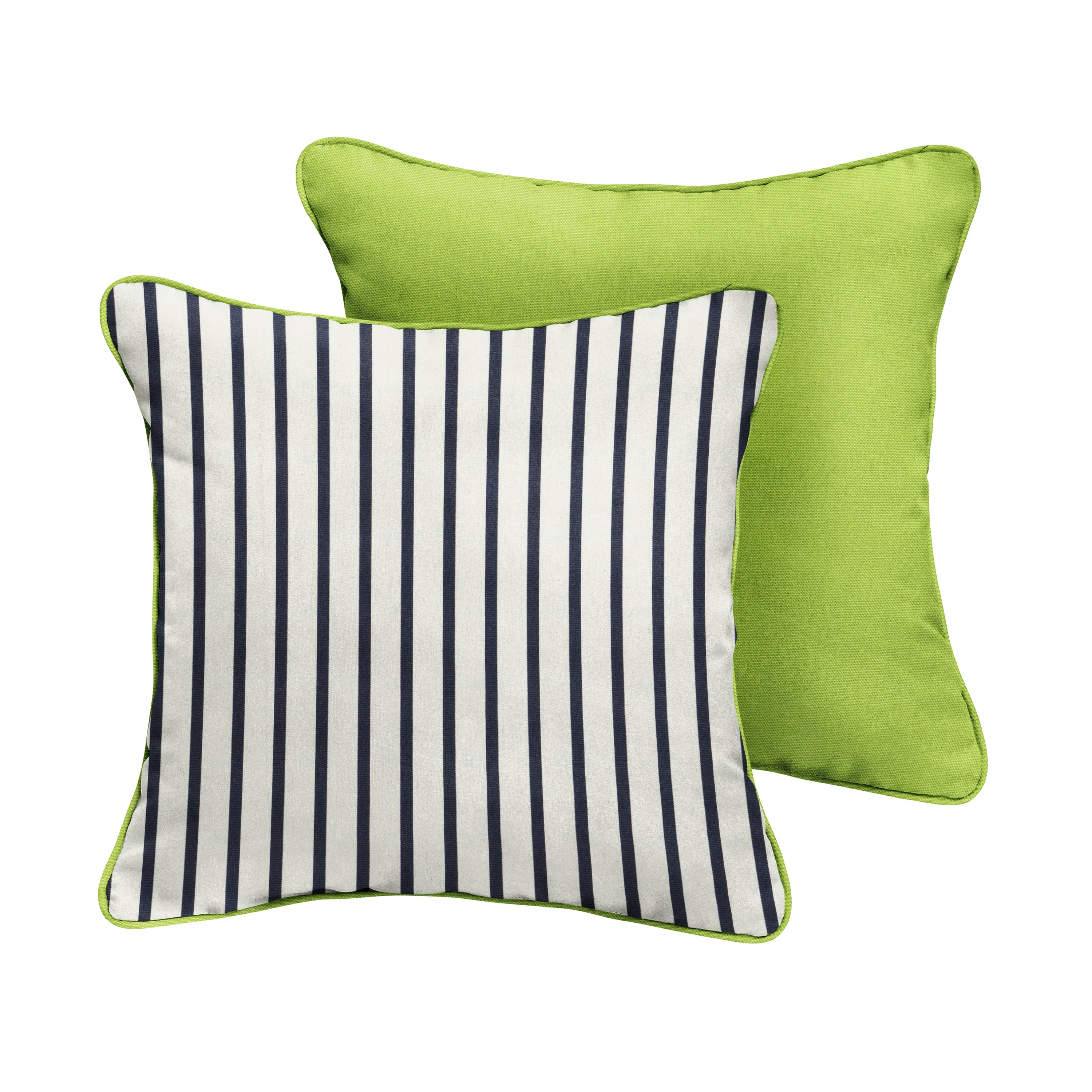Sunbrella Square Outdoor Pillow - Lido Indigo with Canvas Macaw accent