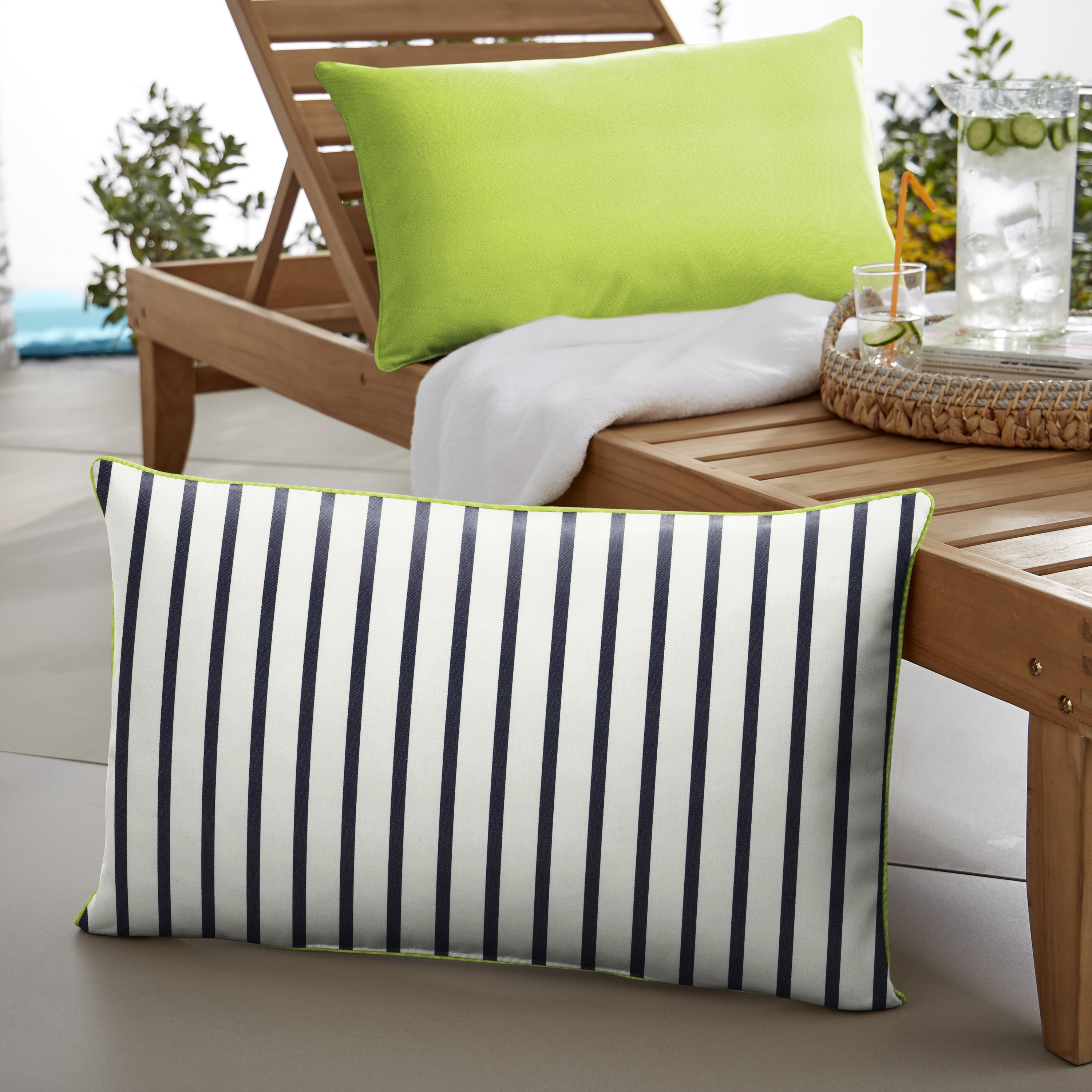 Canvas Sunbrella Stripe Outdoor Lumbar Pillow Set of 2