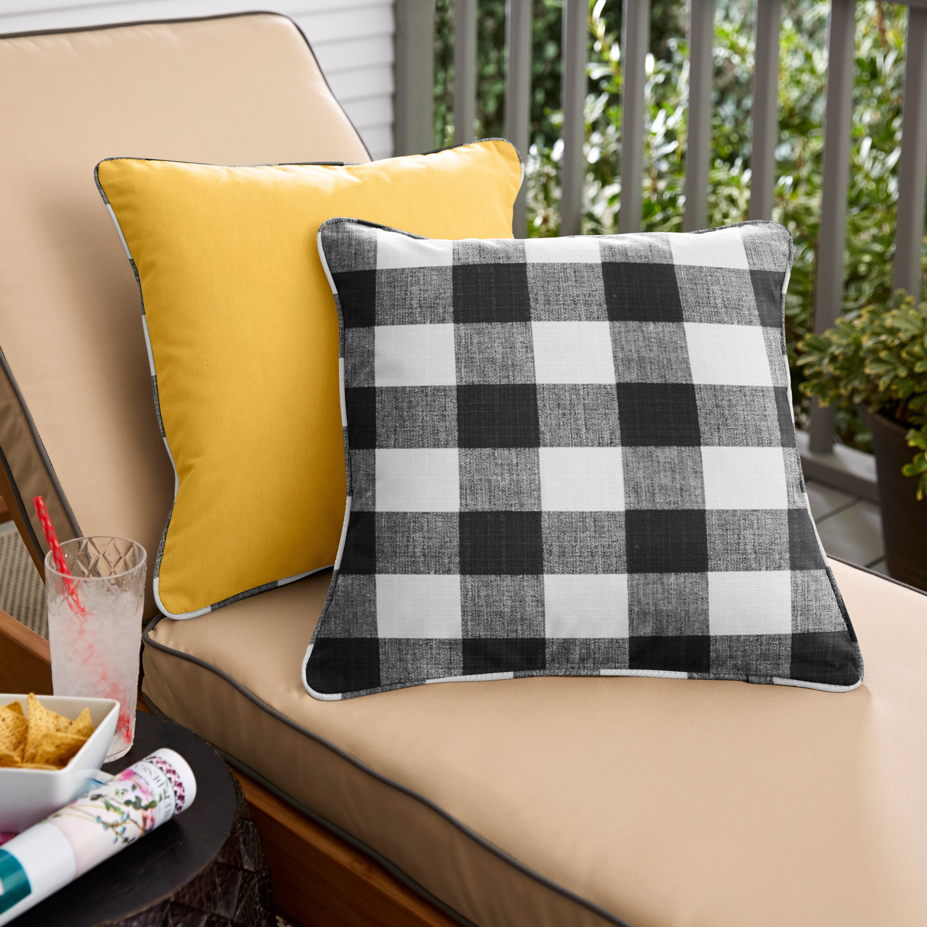 Anderson Matte Plaid Outdoor Square Pillow Set of 2