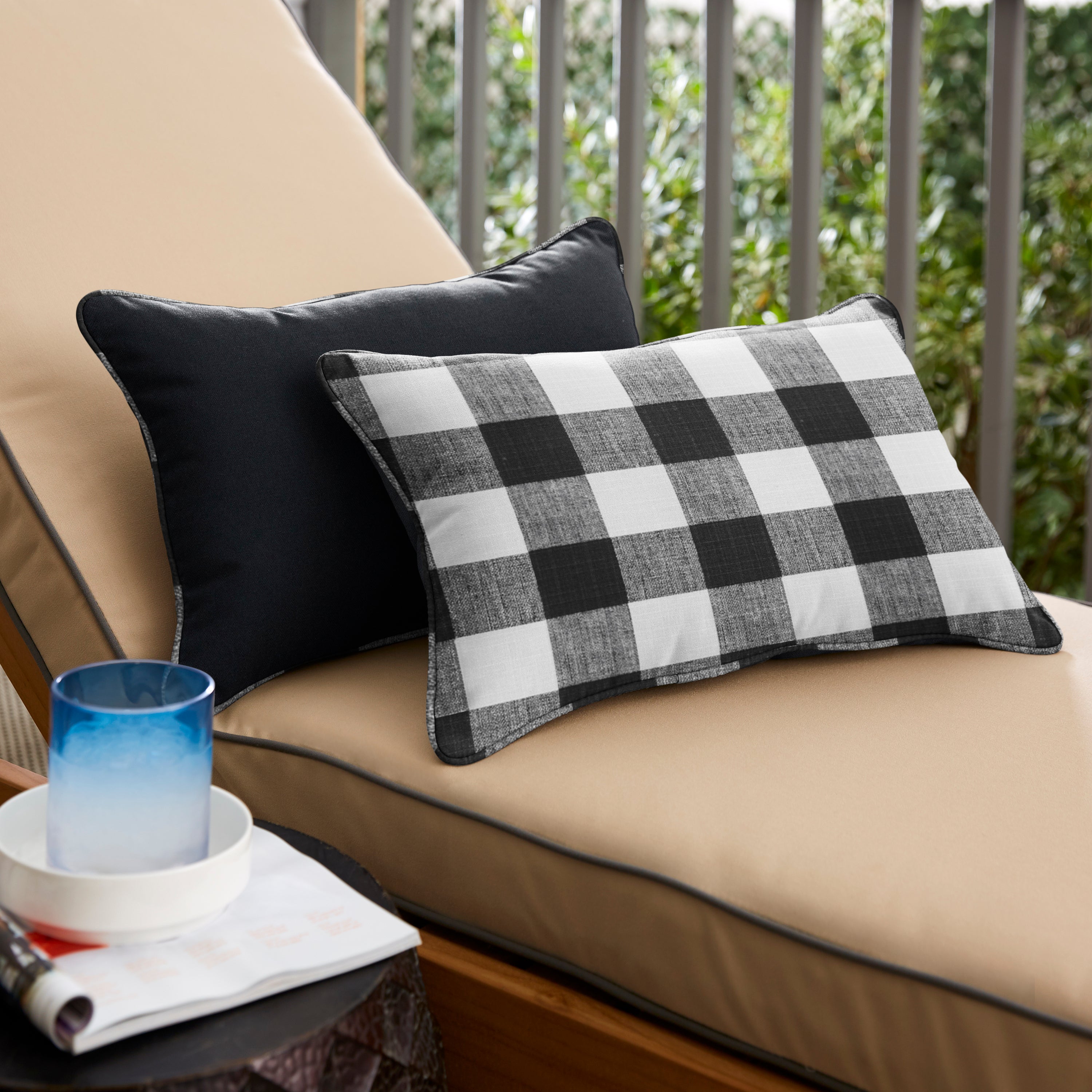 Anderson Matte Plaid Outdoor Lumbar Pillow Set of 2