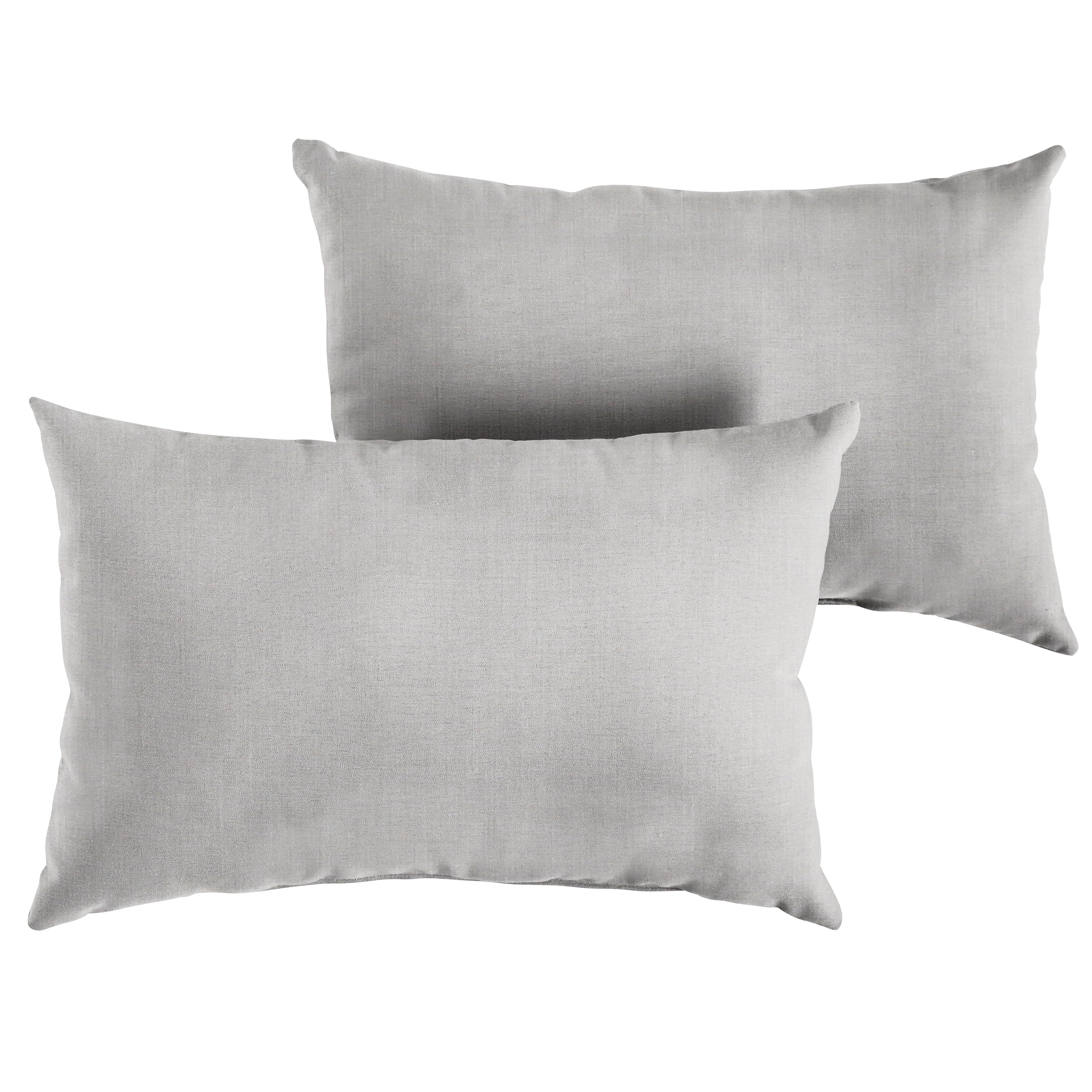 Sunbrella Solid Knife Edge Outdoor Lumbar Pillow Set of 2, Ivory