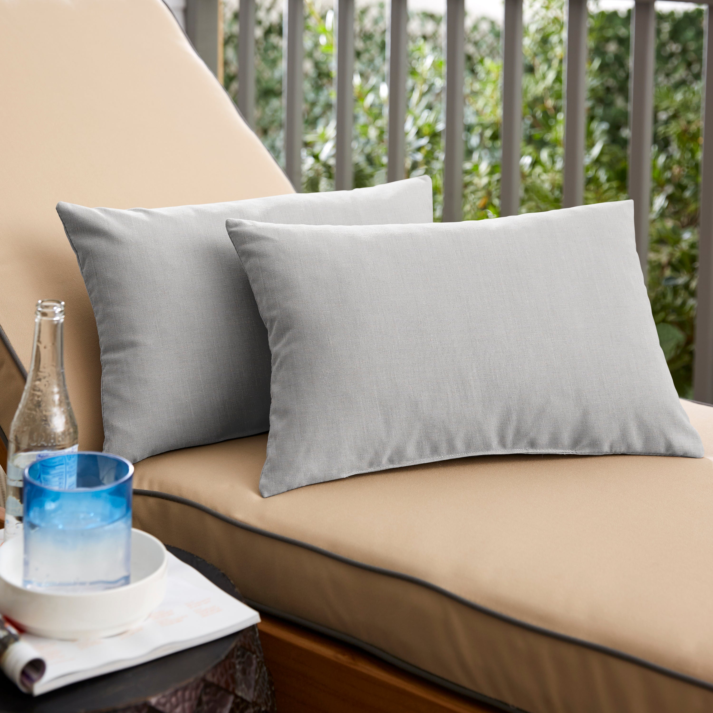 Sunbrella Solid Knife Edge Outdoor Lumbar Pillow Set of 2