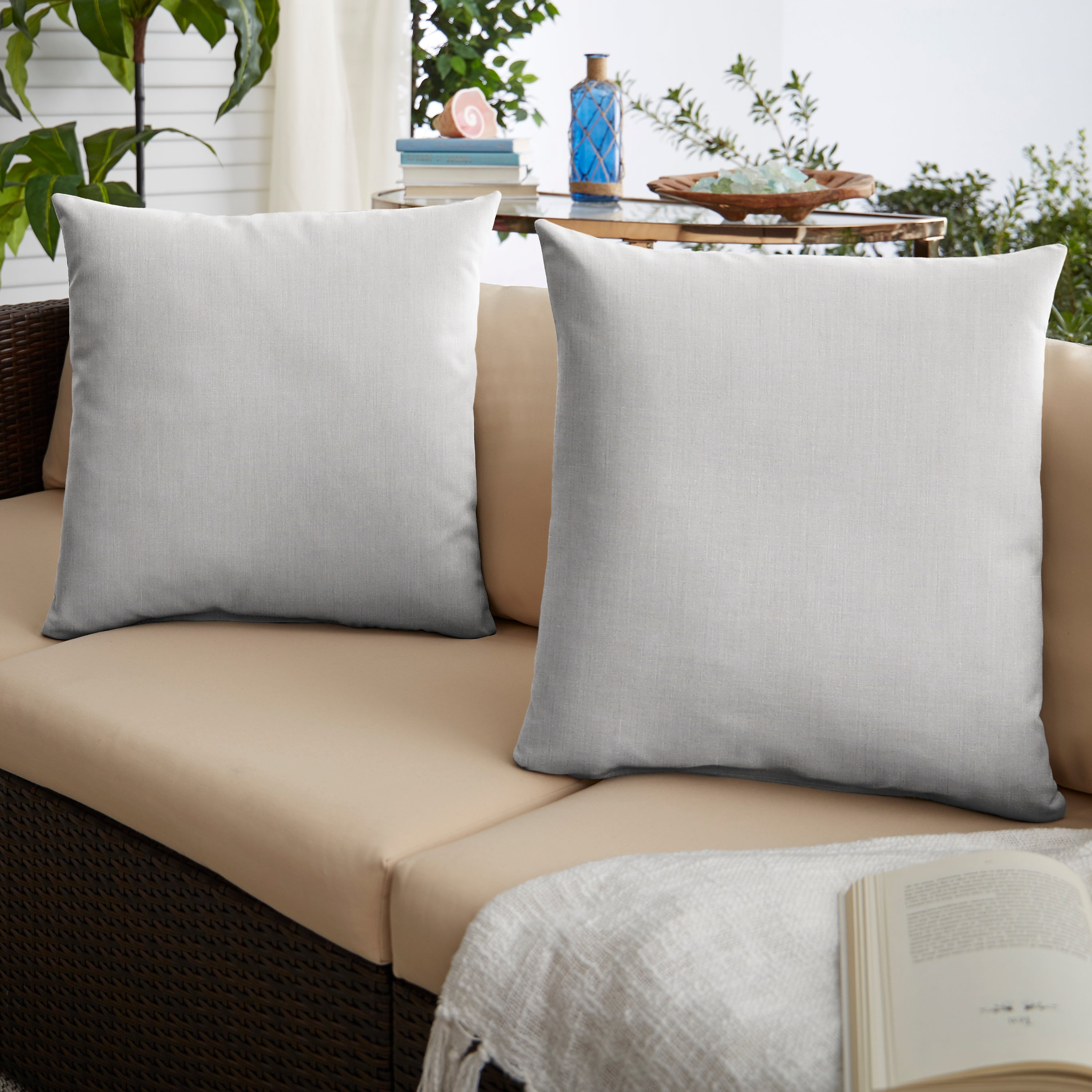 Sunbrella Solid Knife Edge Outdoor Square Pillow Set of 2