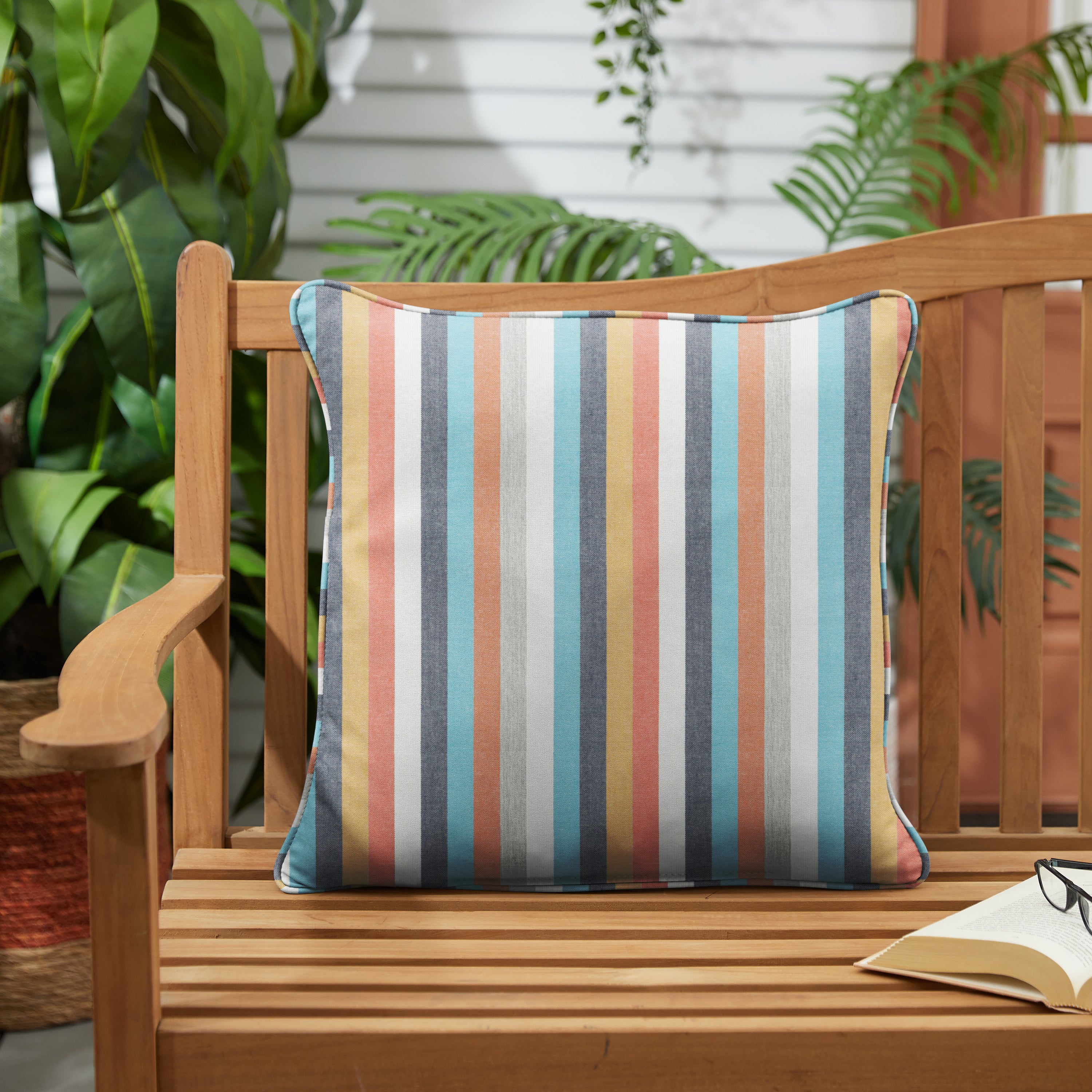 Surround Sunrise Sunbrella Stripe Outdoor Square Pillow Set of 2