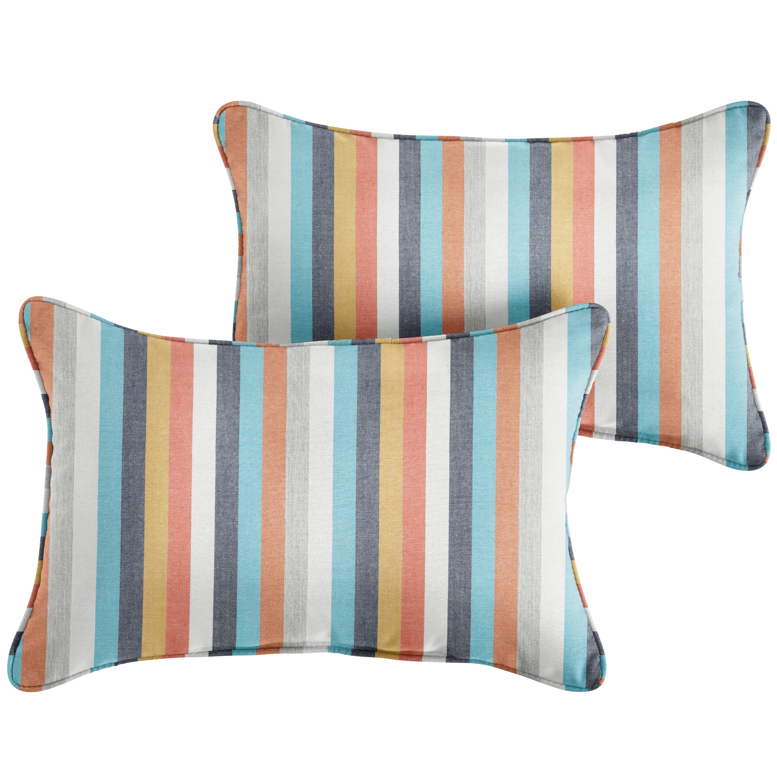 Surround Sunbrella Stripe Outdoor Lumbar Pillow Set of 2, Sunrise