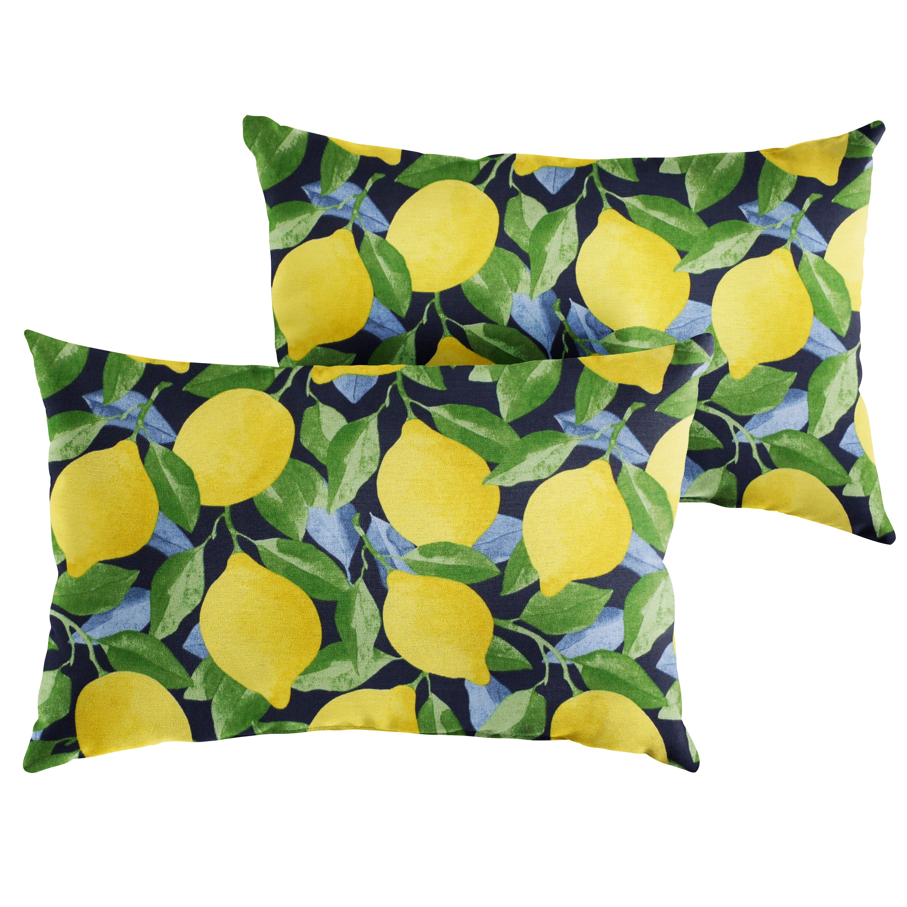Sunbrella Fruit Knife Edge Outdoor Lumbar Pillow Set of 2, Yellow