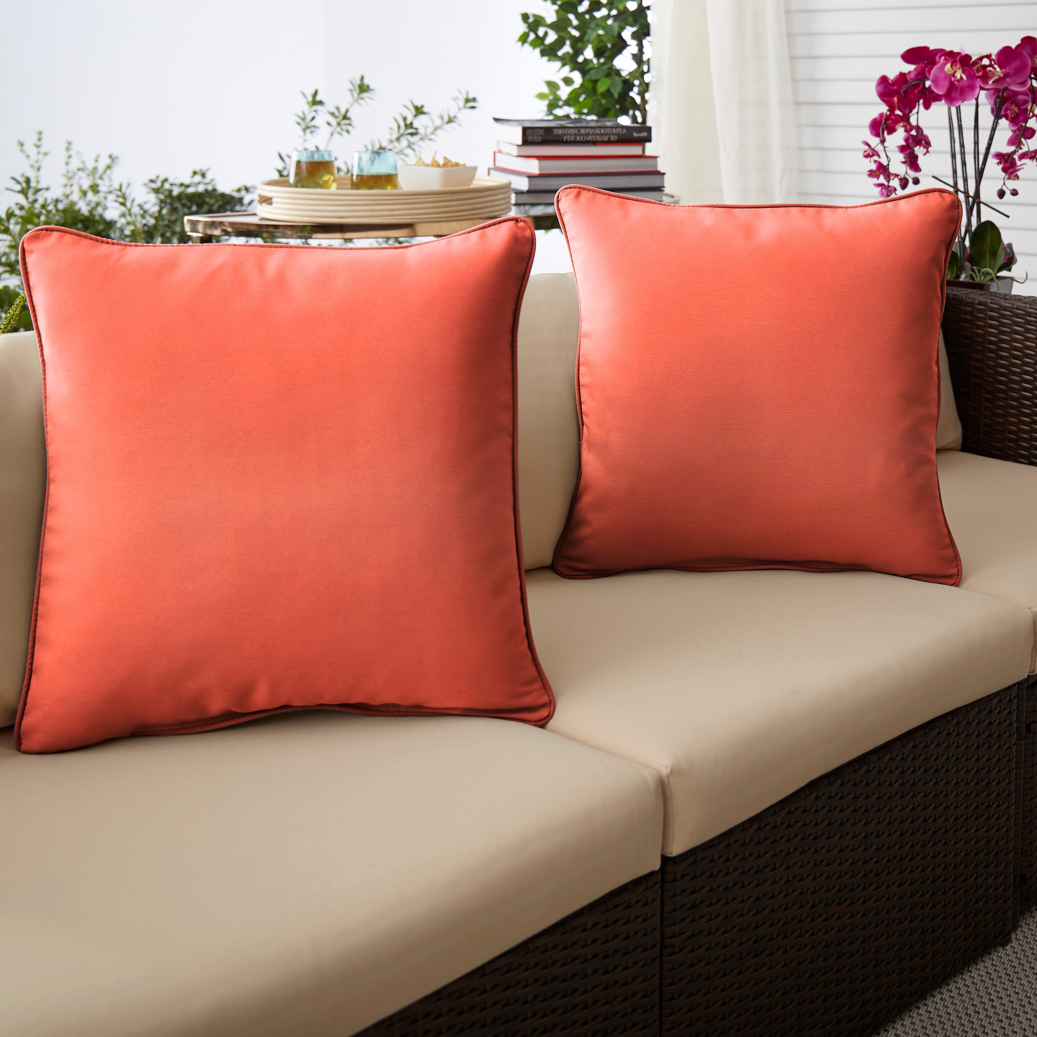 Corded Square Outdoor Pillow Set of 2