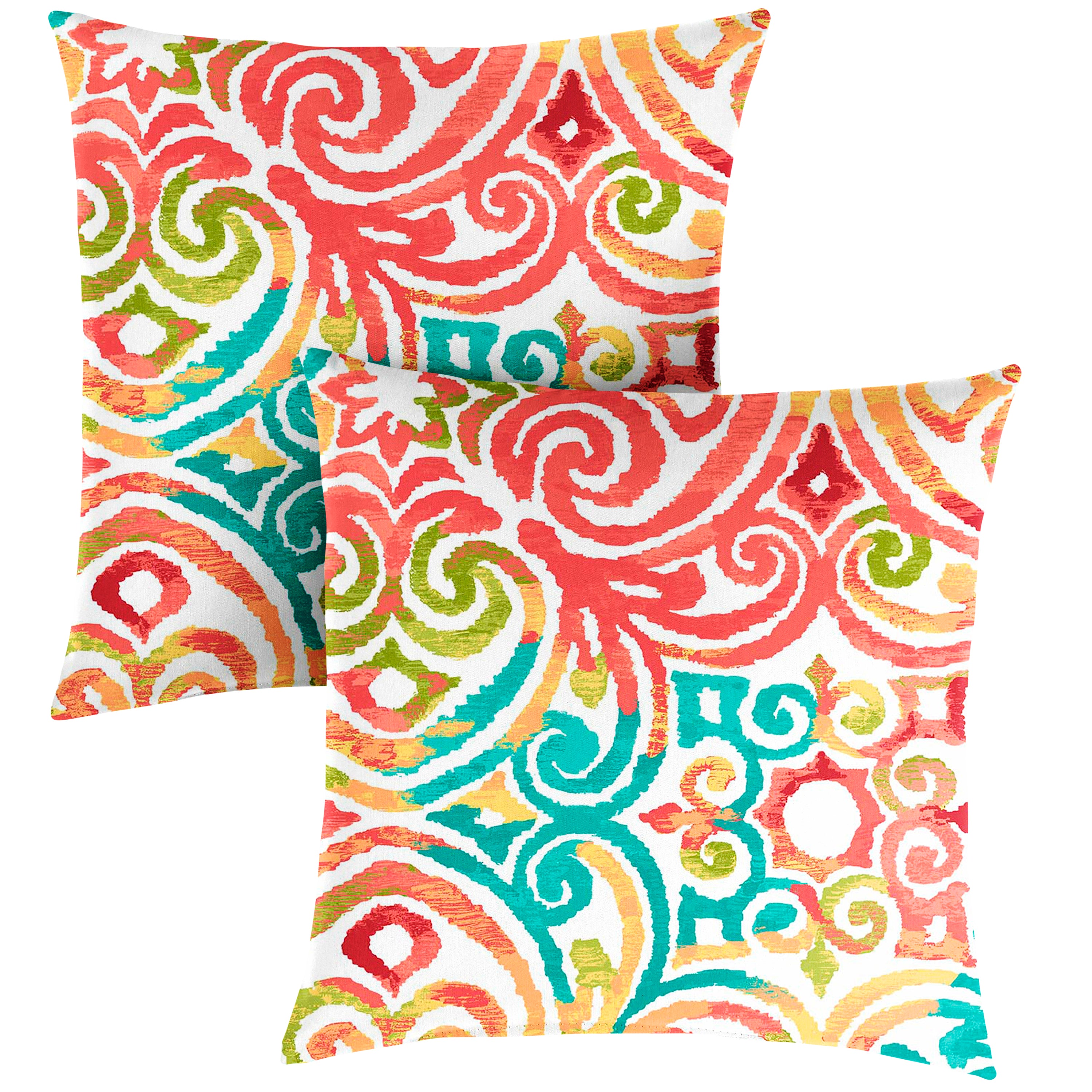 Sunbrella Boho Knife Edge Outdoor Square Pillow Set of 2, Red
