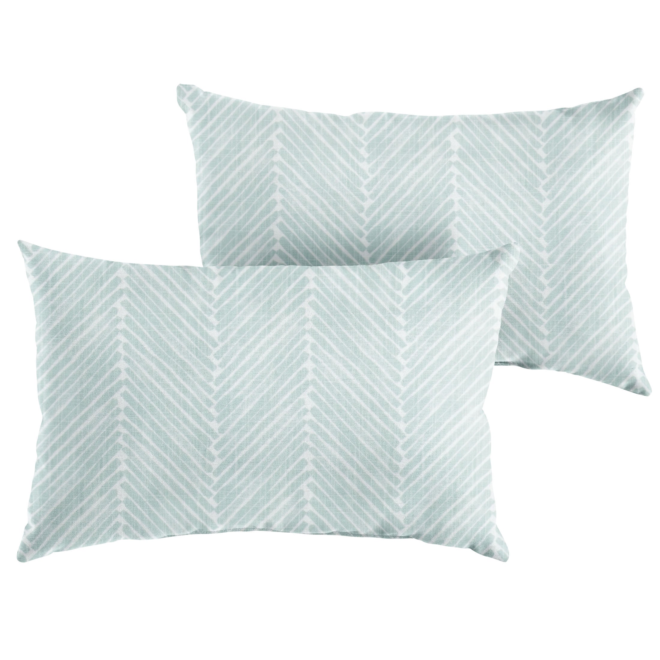 Griffen Sunbrella Geometric Knife Edge Outdoor Lumbar Pillow Set of 2, Snowy