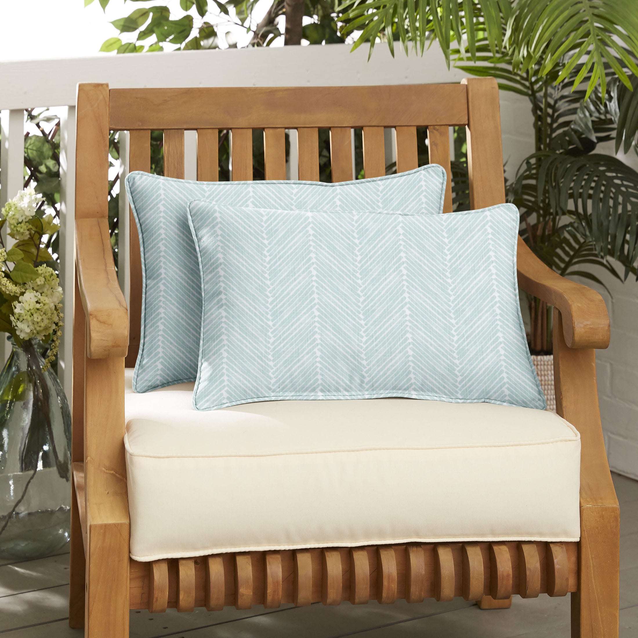 Griffen Snowy Geometric Outdoor Lumbar Pillow Set of 2