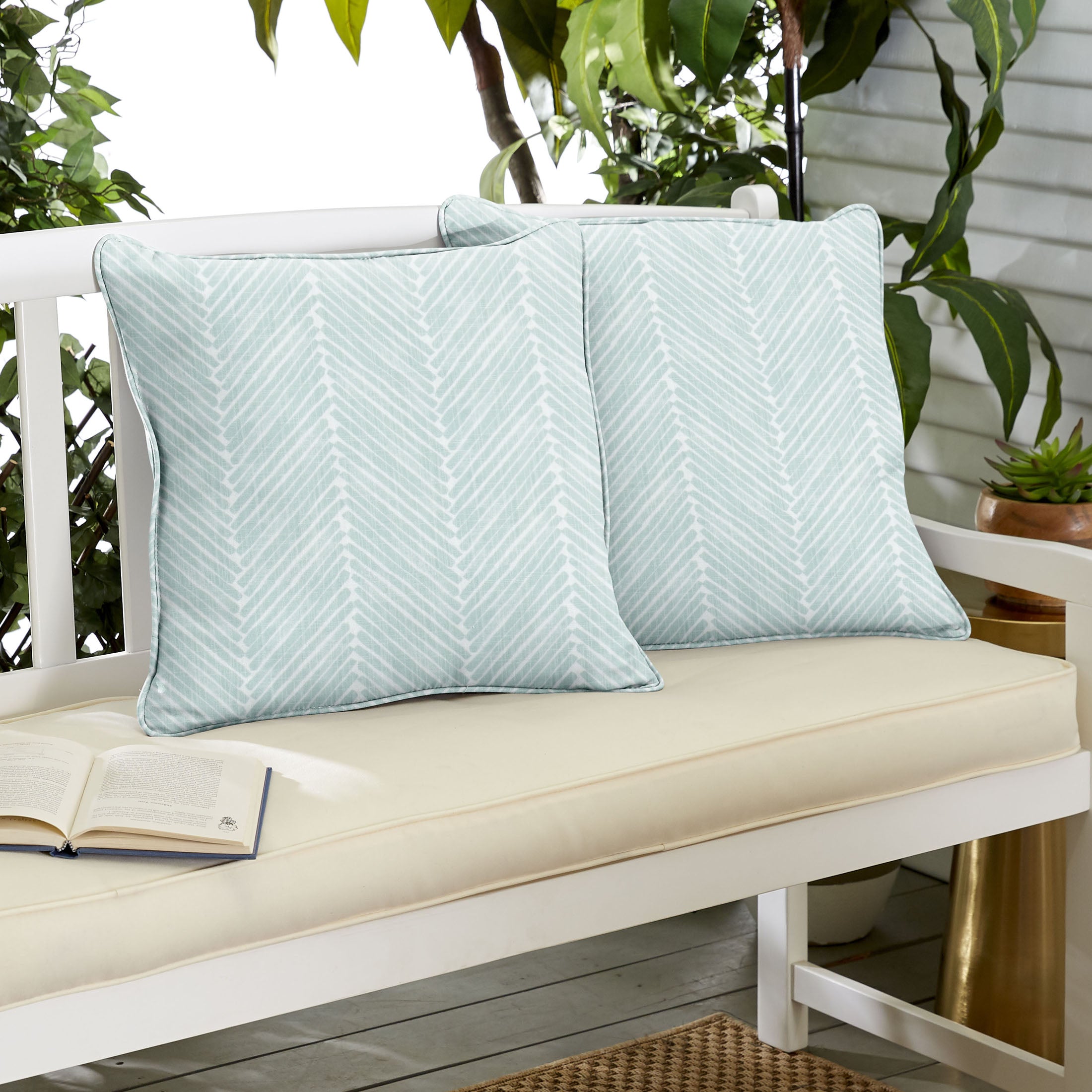 Griffen Snowy Geometric Outdoor Square Pillow Set of 2