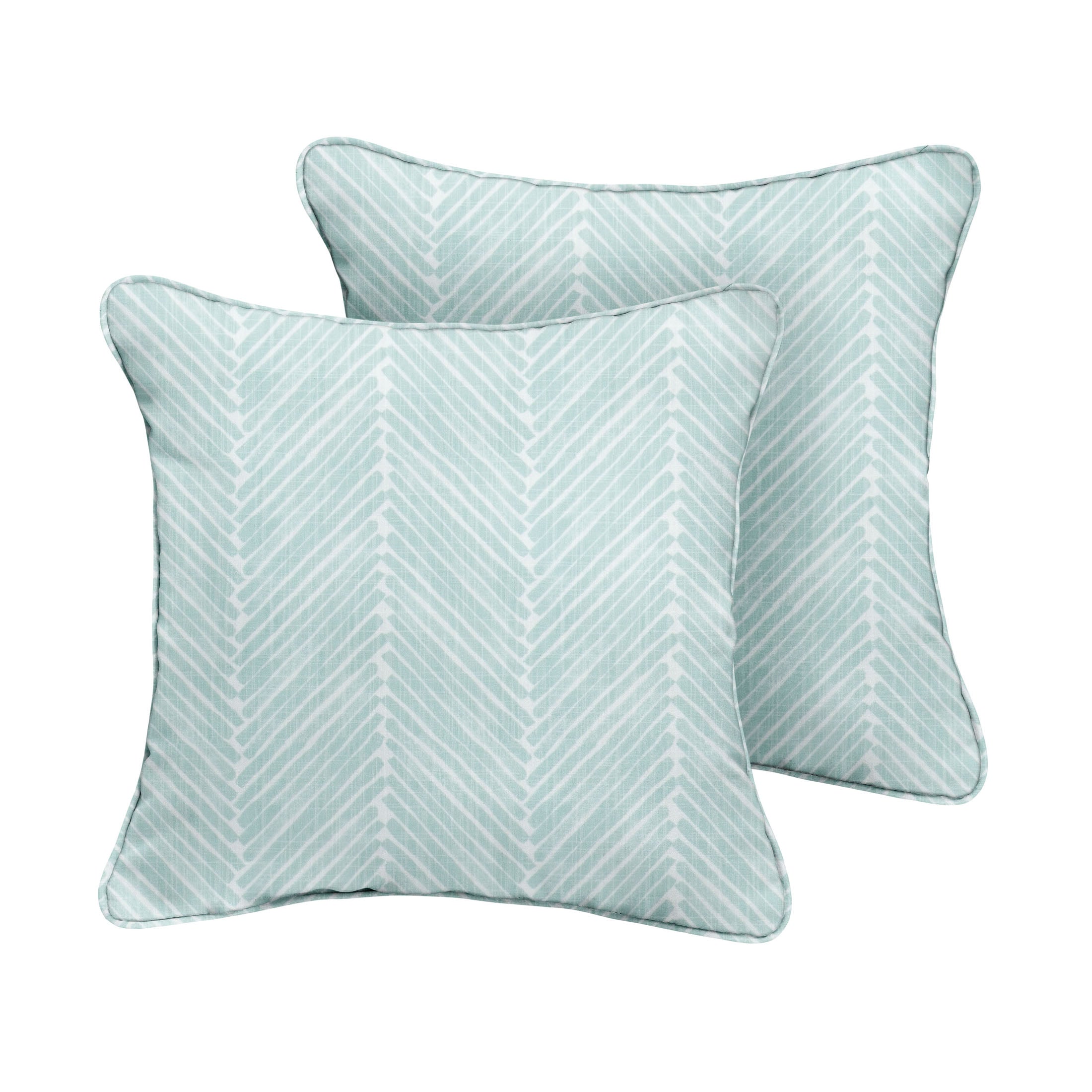 Griffen Sunbrella Geometric Outdoor Square Pillow Set of 2, Snowy