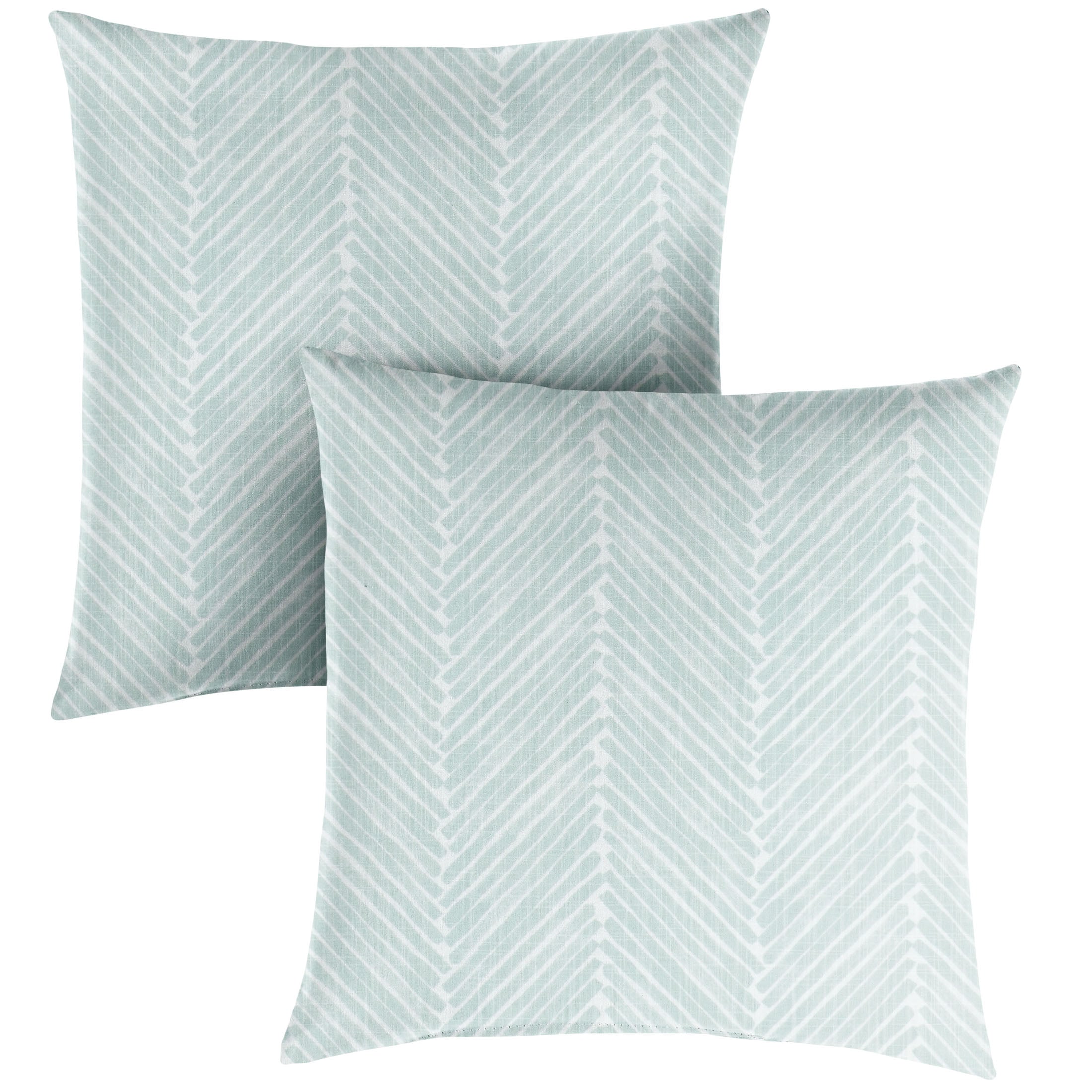 Griffen Sunbrella Geometric Knife Edge Outdoor Square Pillow Set of 2, Snowy