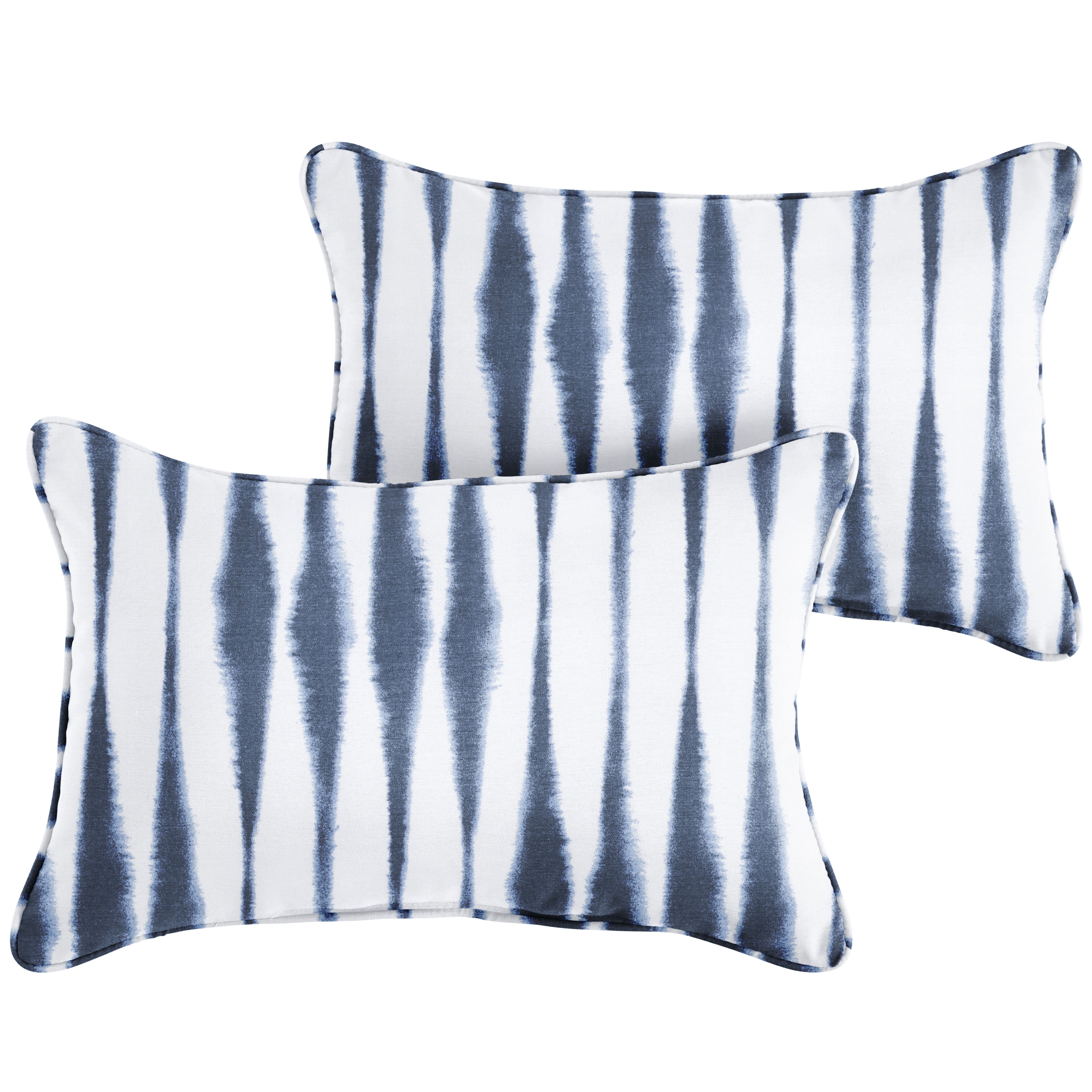 Salix Vintage Sunbrella Boho Outdoor Lumbar Pillow Set of 2, Indigo