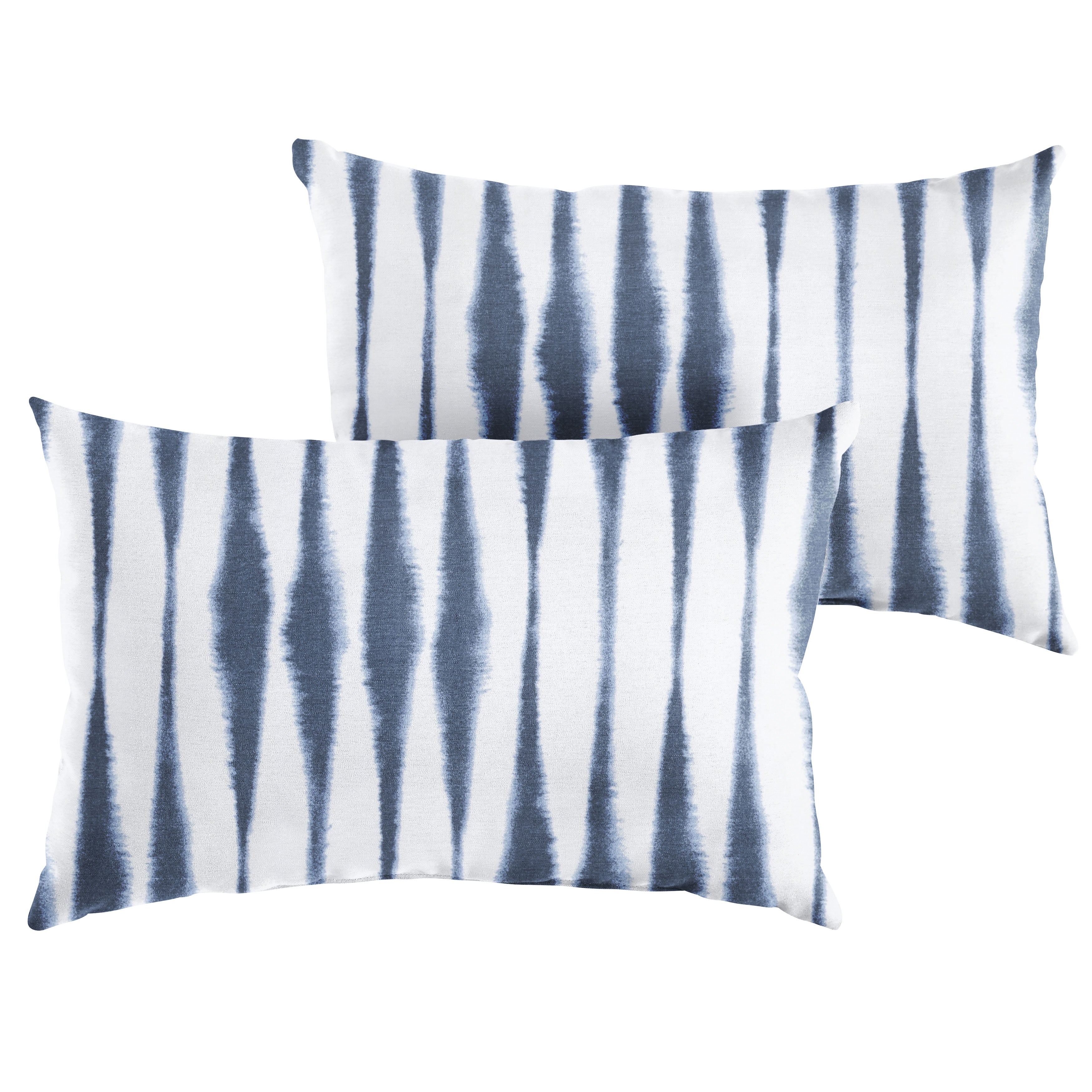 Salix Vintage Sunbrella Boho Knife Edge Outdoor Lumbar Pillow Set of 2, Indigo