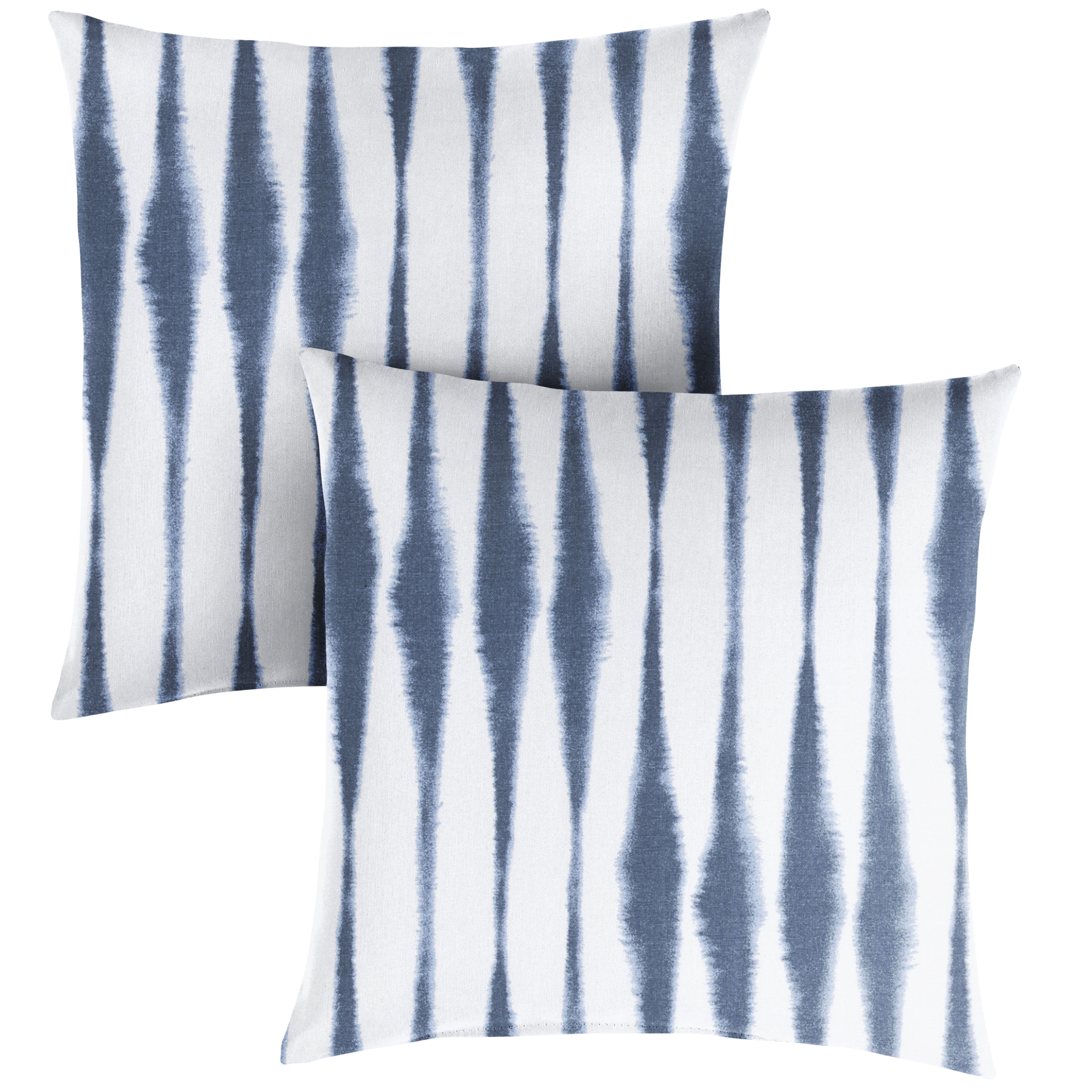 Salix Vintage Sunbrella Boho Knife Edge Outdoor Square Pillow Set of 2, Indigo