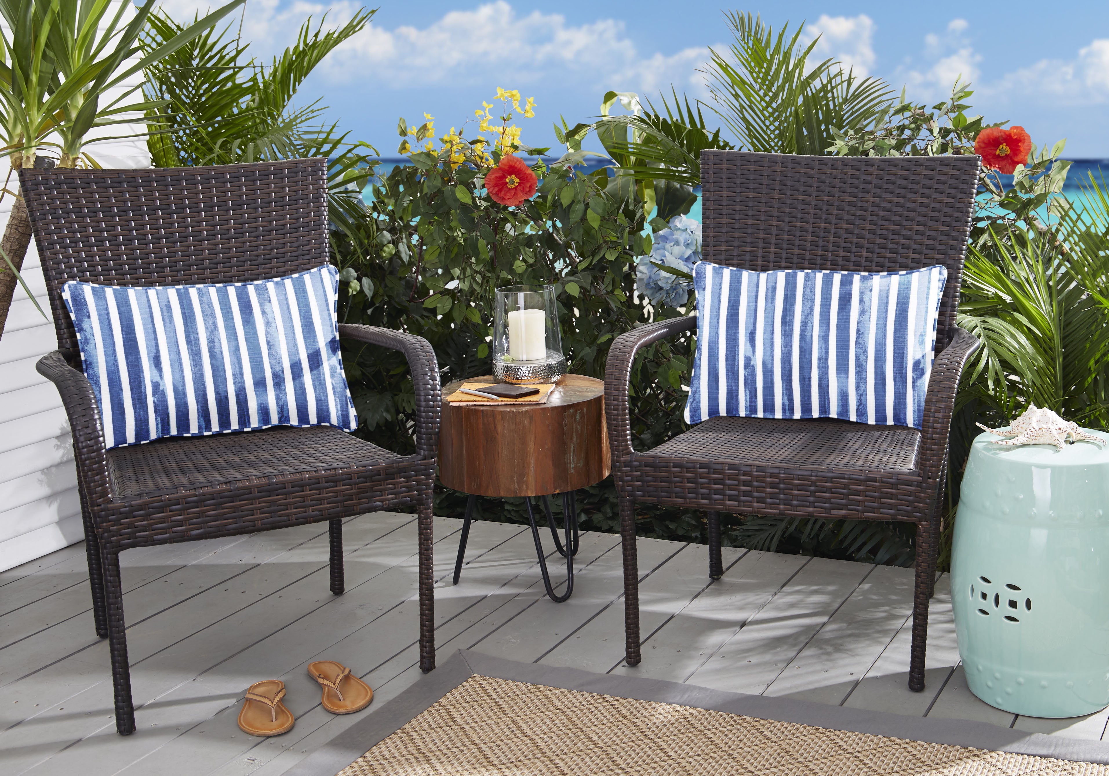 Nelson Commodore Sunbrella Stripe Outdoor Lumbar Pillow Set of 2