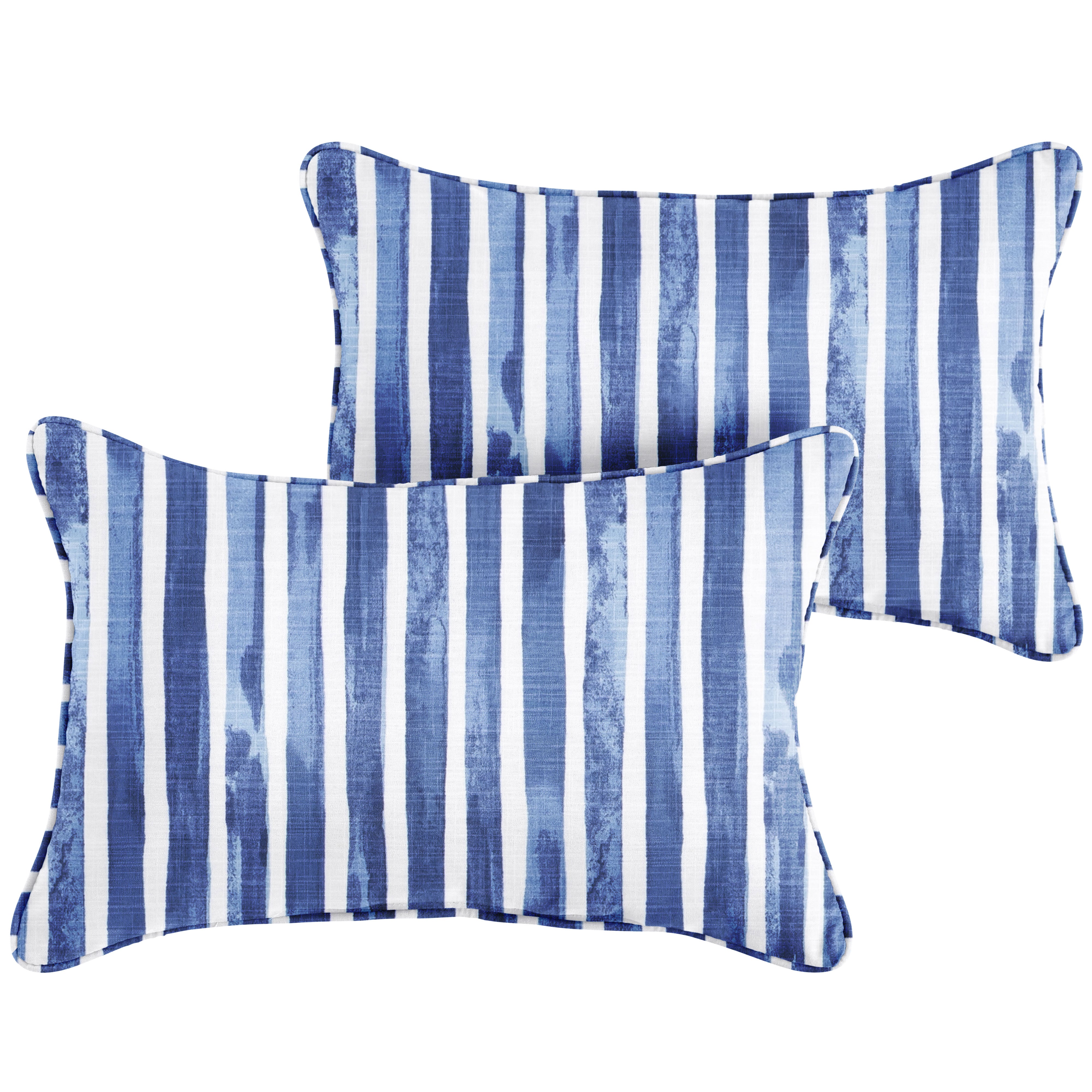 Nelson Commodore Sunbrella Stripe Outdoor Lumbar Pillow Set of 2, Blue