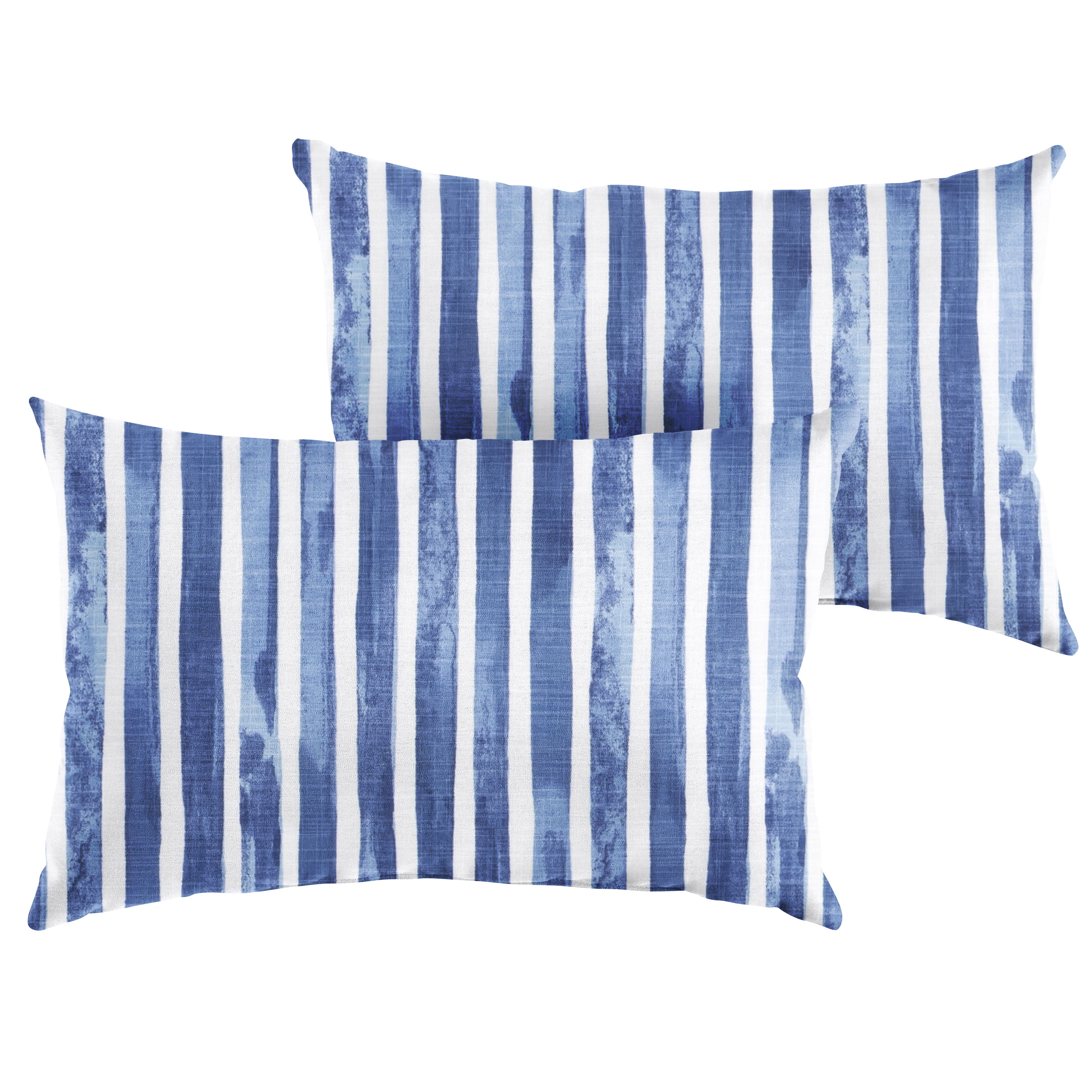 Nelson Commodore Sunbrella Stripe Knife Edge Outdoor Lumbar Pillow Set of 2, Blue