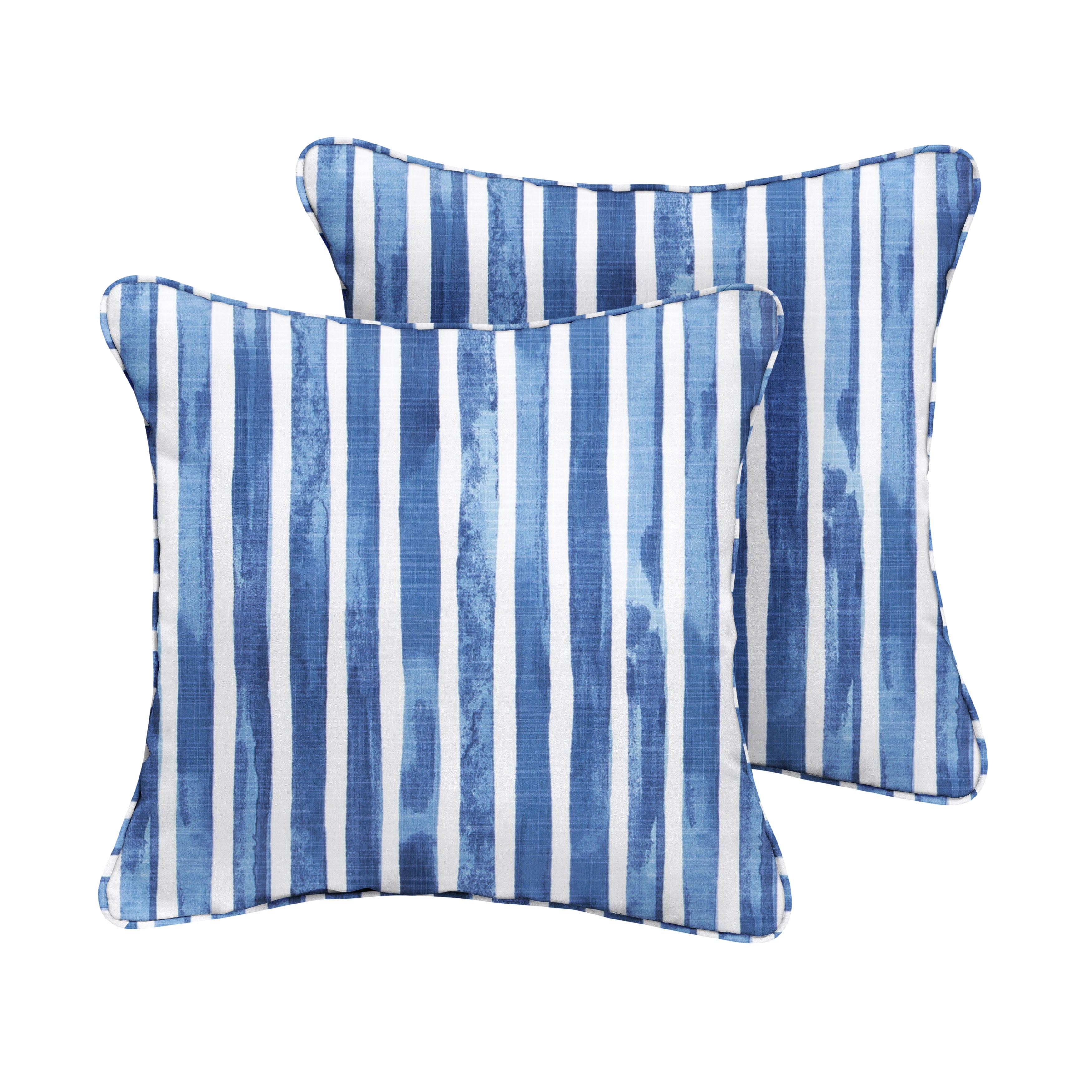 Nelson Commodore Sunbrella Stripe Outdoor Square Pillow Set of 2, Blue