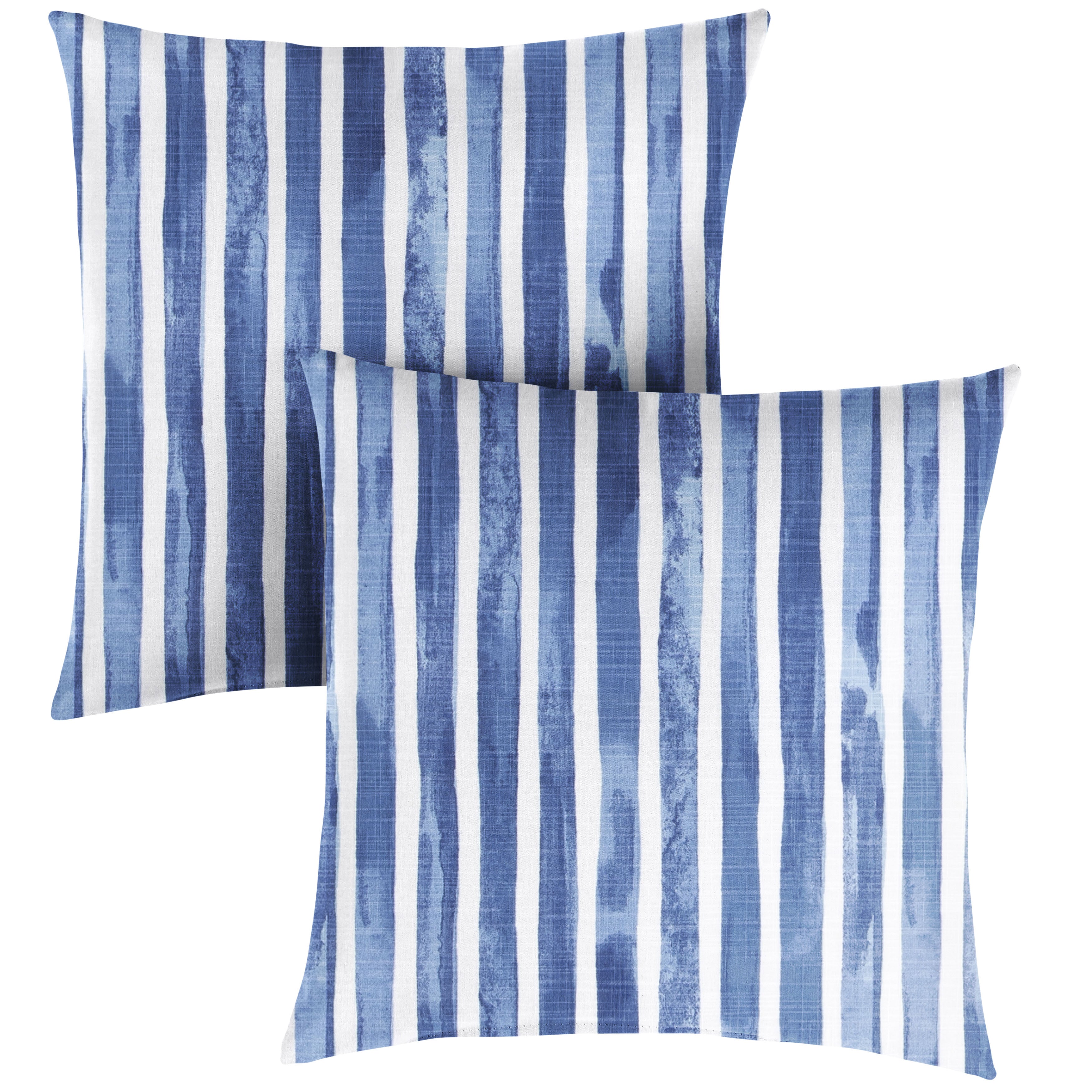 Nelson Commodore Sunbrella Stripe Knife Edge Outdoor Square Pillow Set of 2, Blue