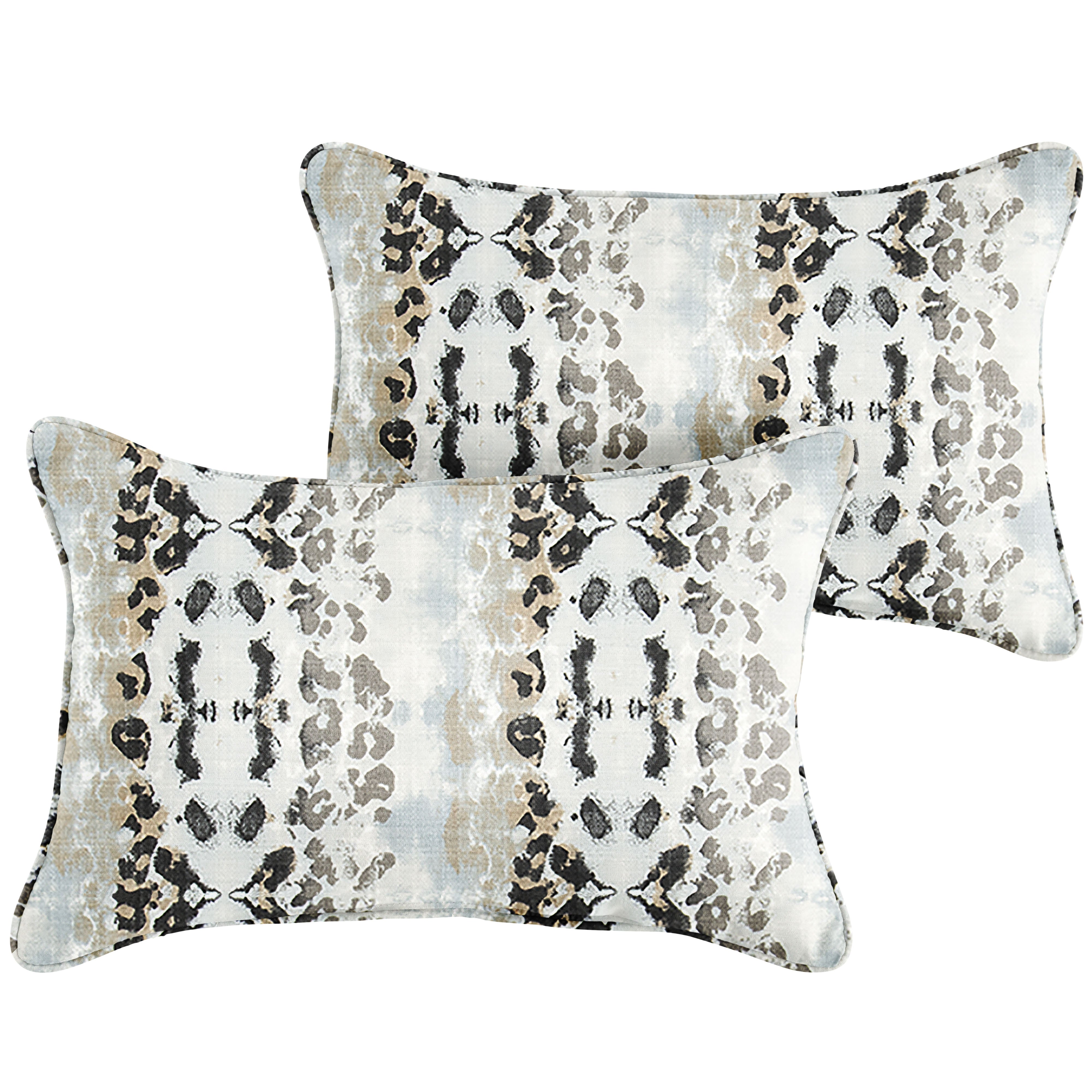 Mali Mineral Sunbrella Animal Print Outdoor Lumbar Pillow Set of 2, Blue