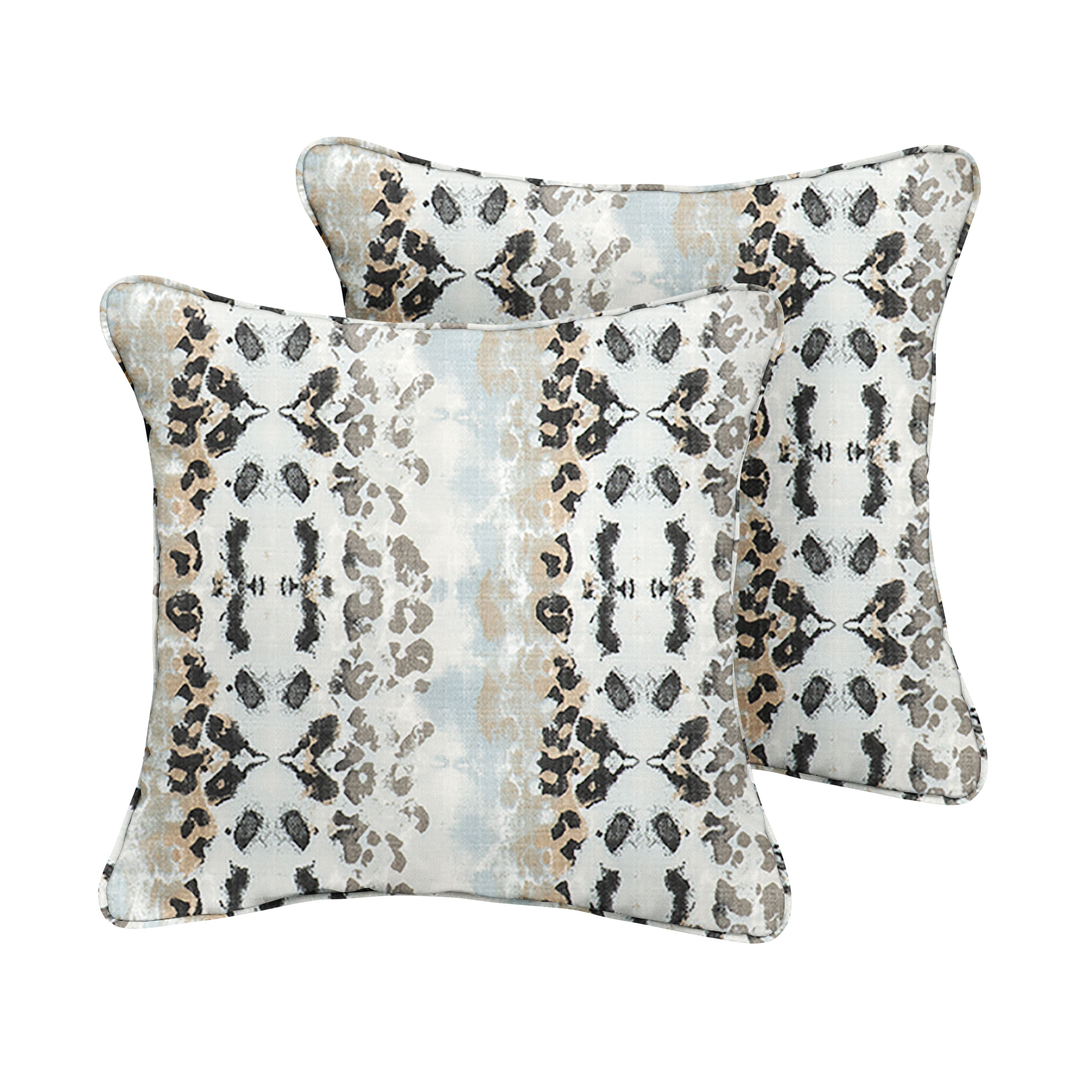 Mali Mineral Sunbrella Animal Print Outdoor Square Pillow Set of 2, Blue