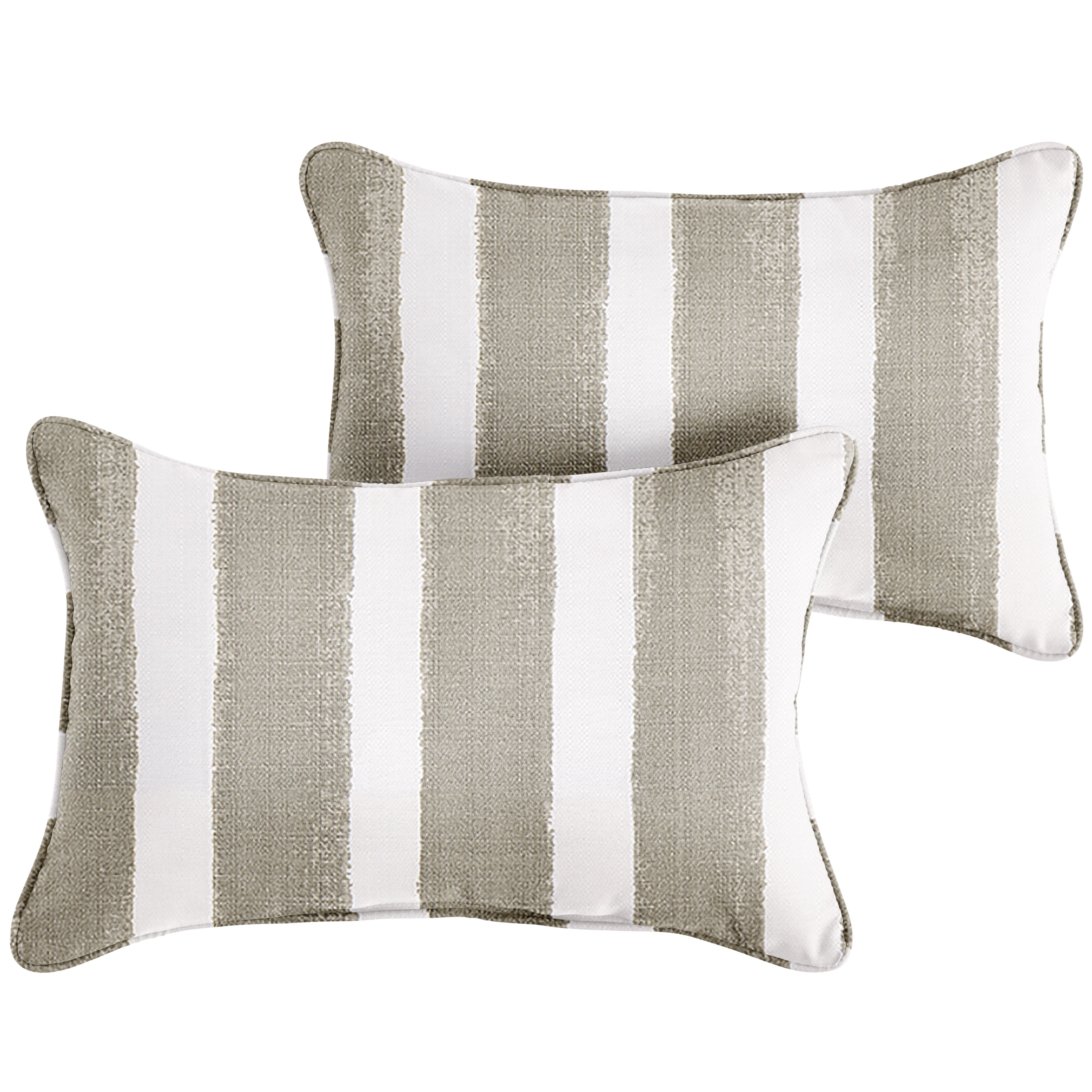 Nico Sunbrella Stripe Outdoor Lumbar Pillow Set of 2, Coconut