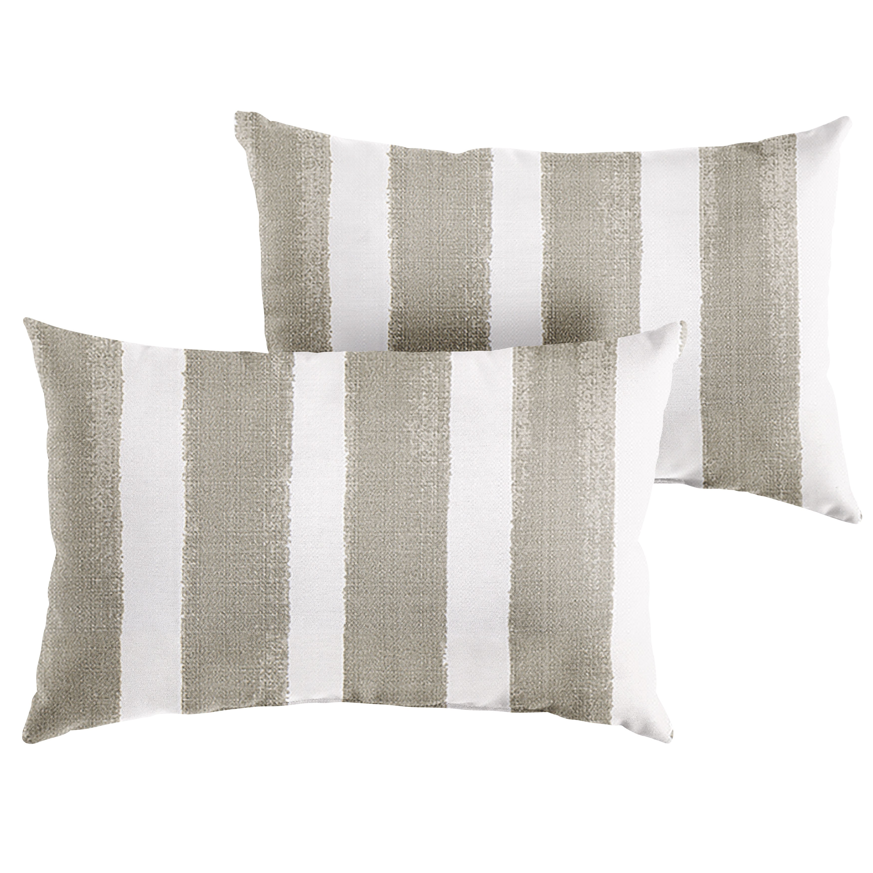 Nico Sunbrella Stripe Knife Edge Outdoor Lumbar Pillow Set of 2, Coconut