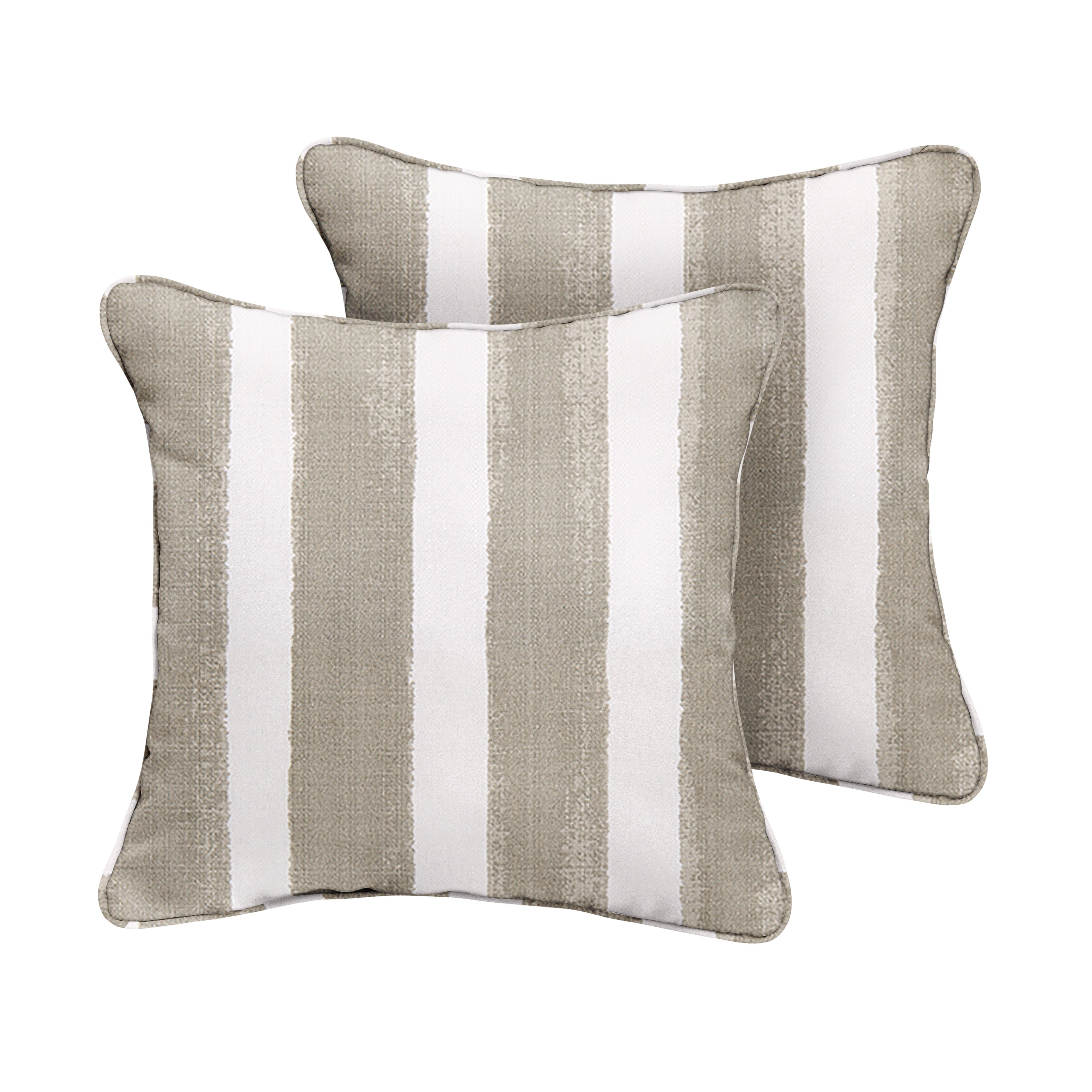 Nico Sunbrella Stripe Outdoor Square Pillow Set of 2, Coconut