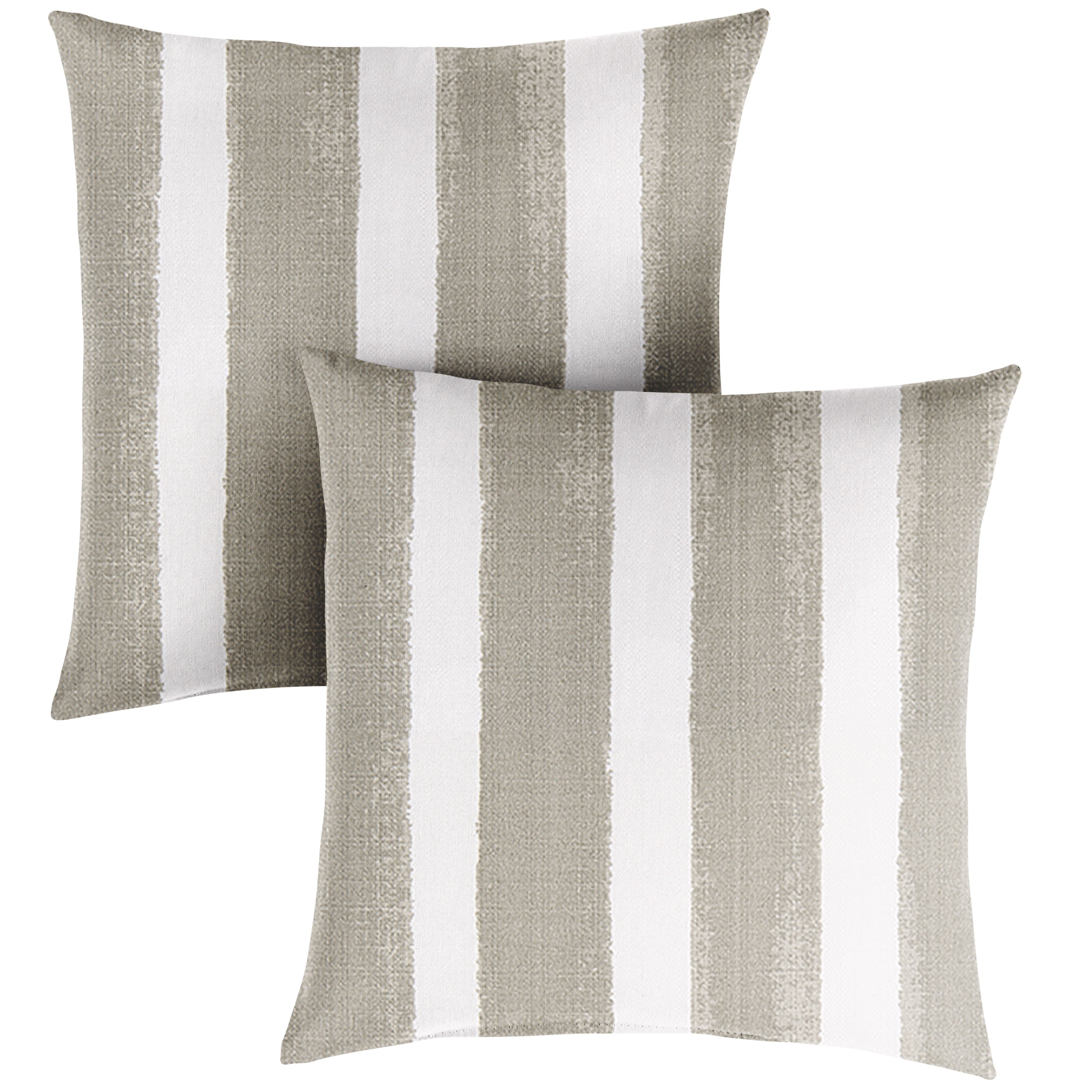 Nico Sunbrella Stripe Knife Edge Outdoor Square Pillow Set of 2, Coconut