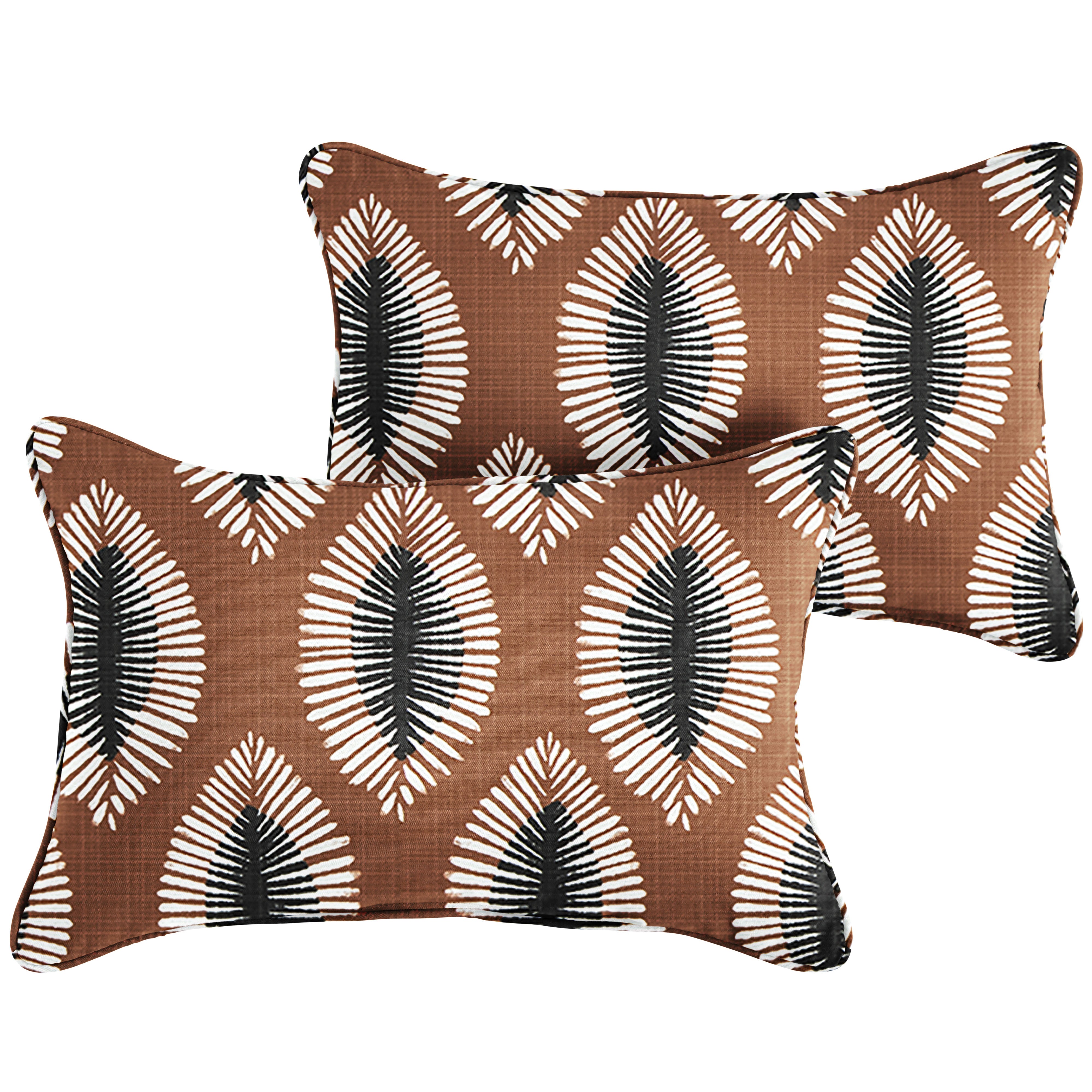 Hayden Sunbrella Boho Outdoor Lumbar Pillow Set of 2, Sunstone