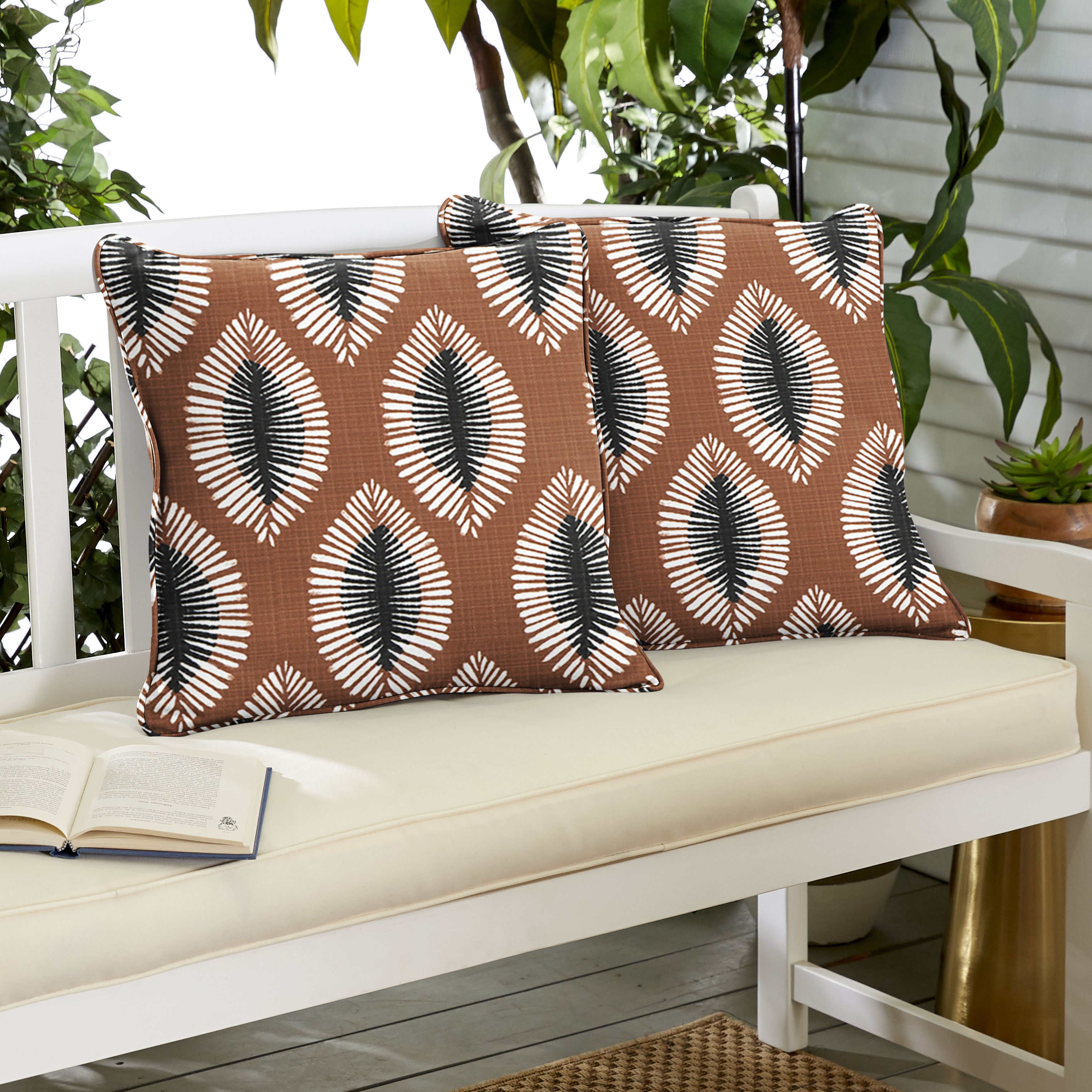 Hayden Sunstone Boho Outdoor Square Pillow Set of 2