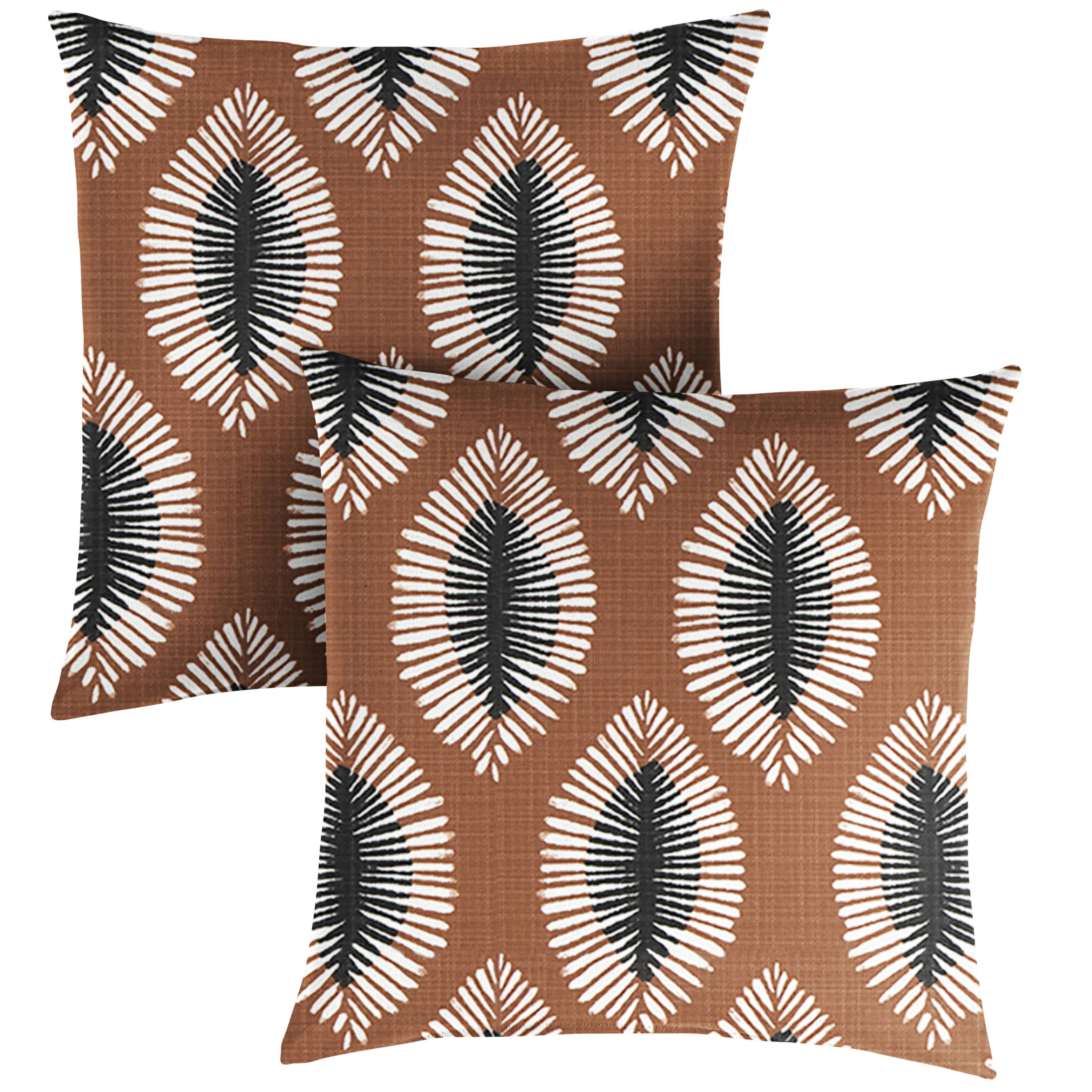 Hayden Sunbrella Boho Knife Edge Outdoor Square Pillow Set of 2, Sunstone