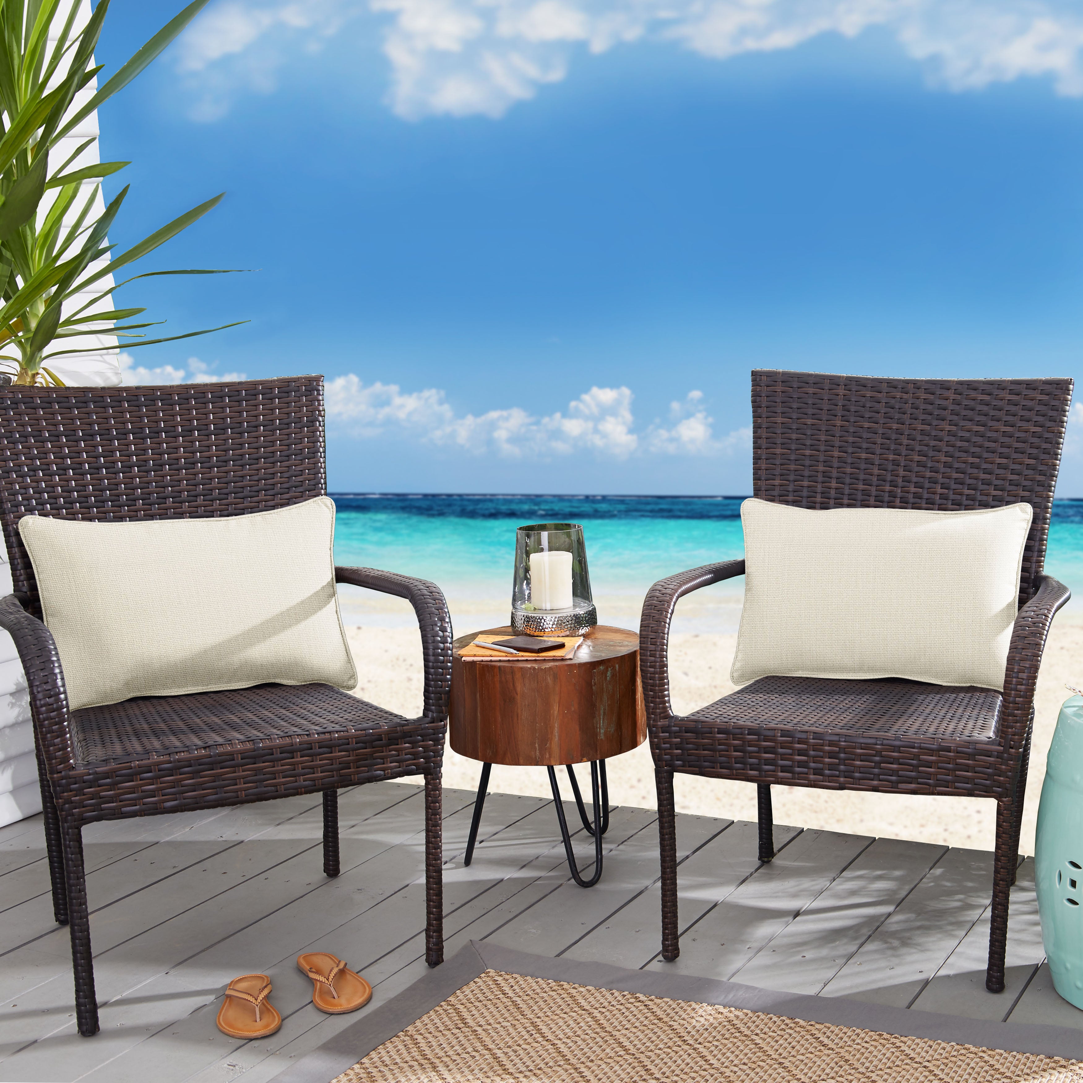 Sunbrella Solid Outdoor Lumbar Pillow Set of 2