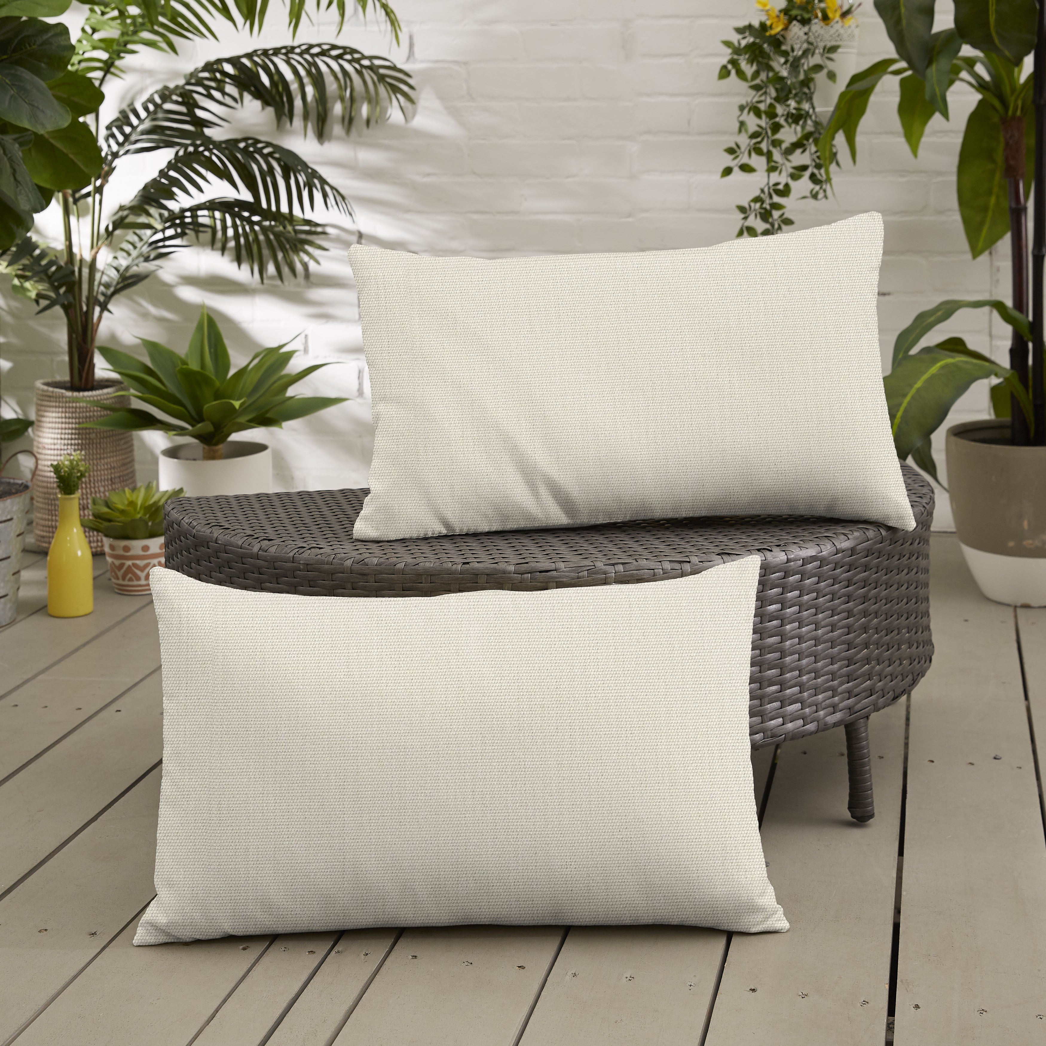 Canvas Sunbrella Solid Knife Edge Outdoor Lumbar Pillow Set of 2
