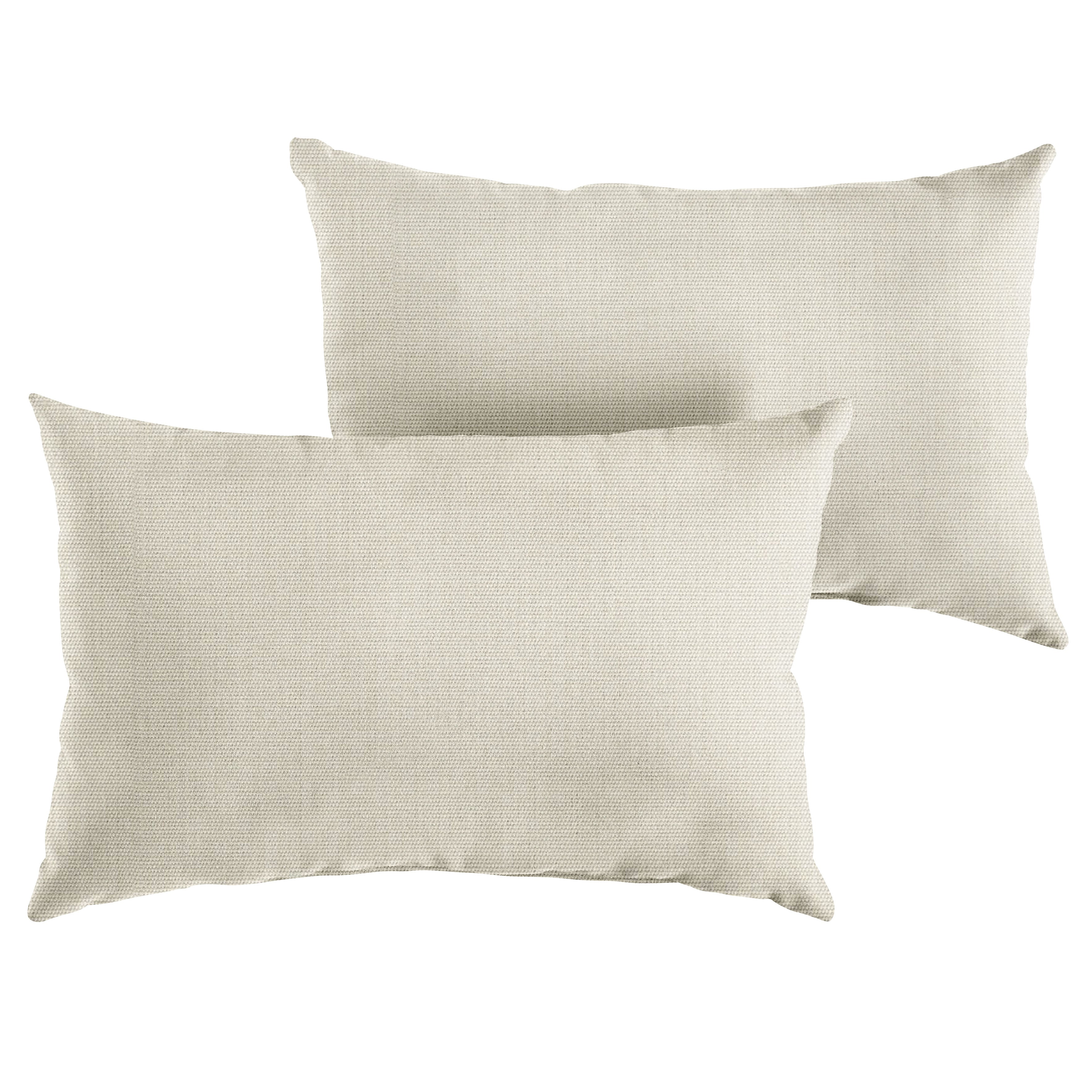 Canvas Sunbrella Solid Knife Edge Outdoor Lumbar Pillow Set of 2, Cloud