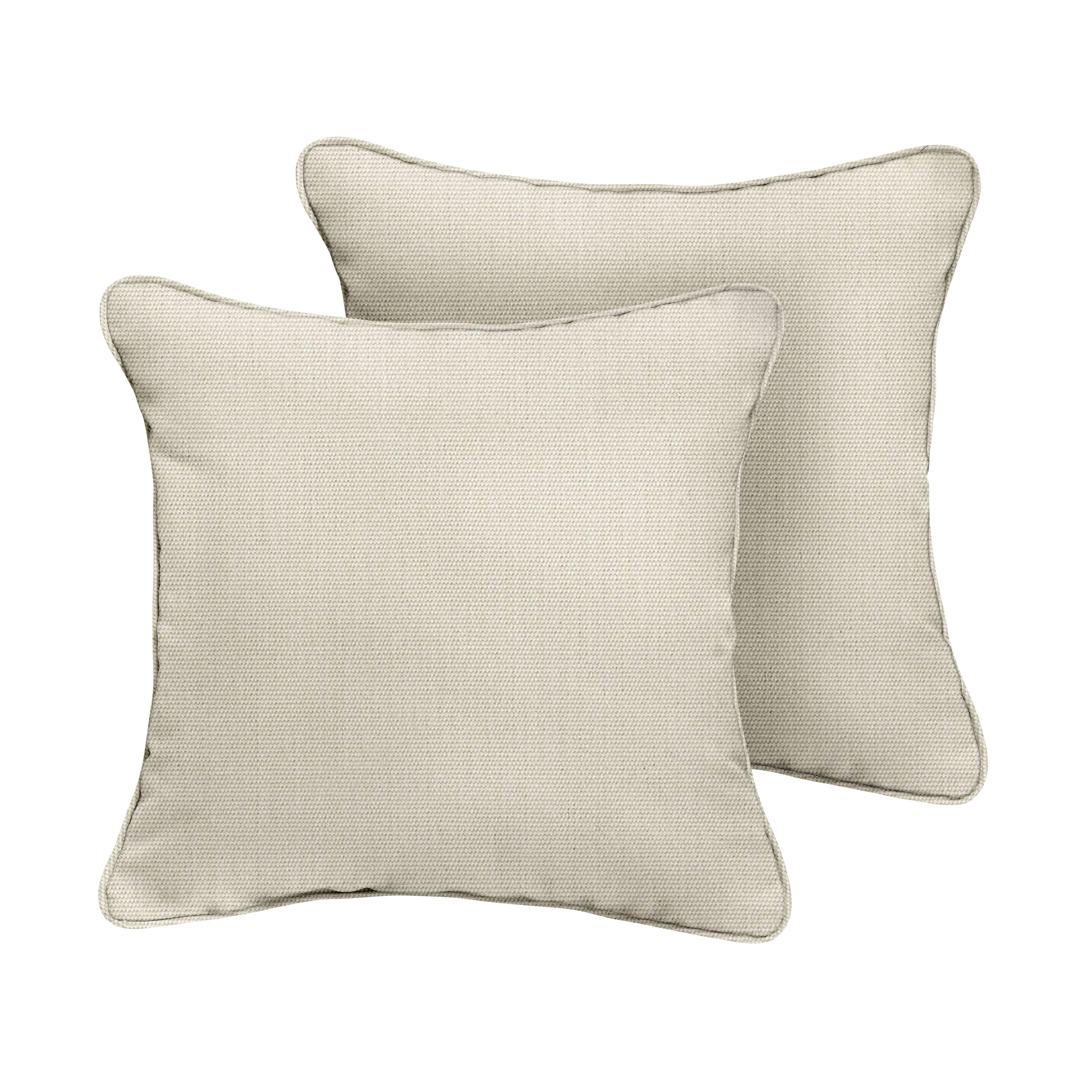 Canvas Sunbrella Solid Outdoor Square Pillow Set of 2, Cloud