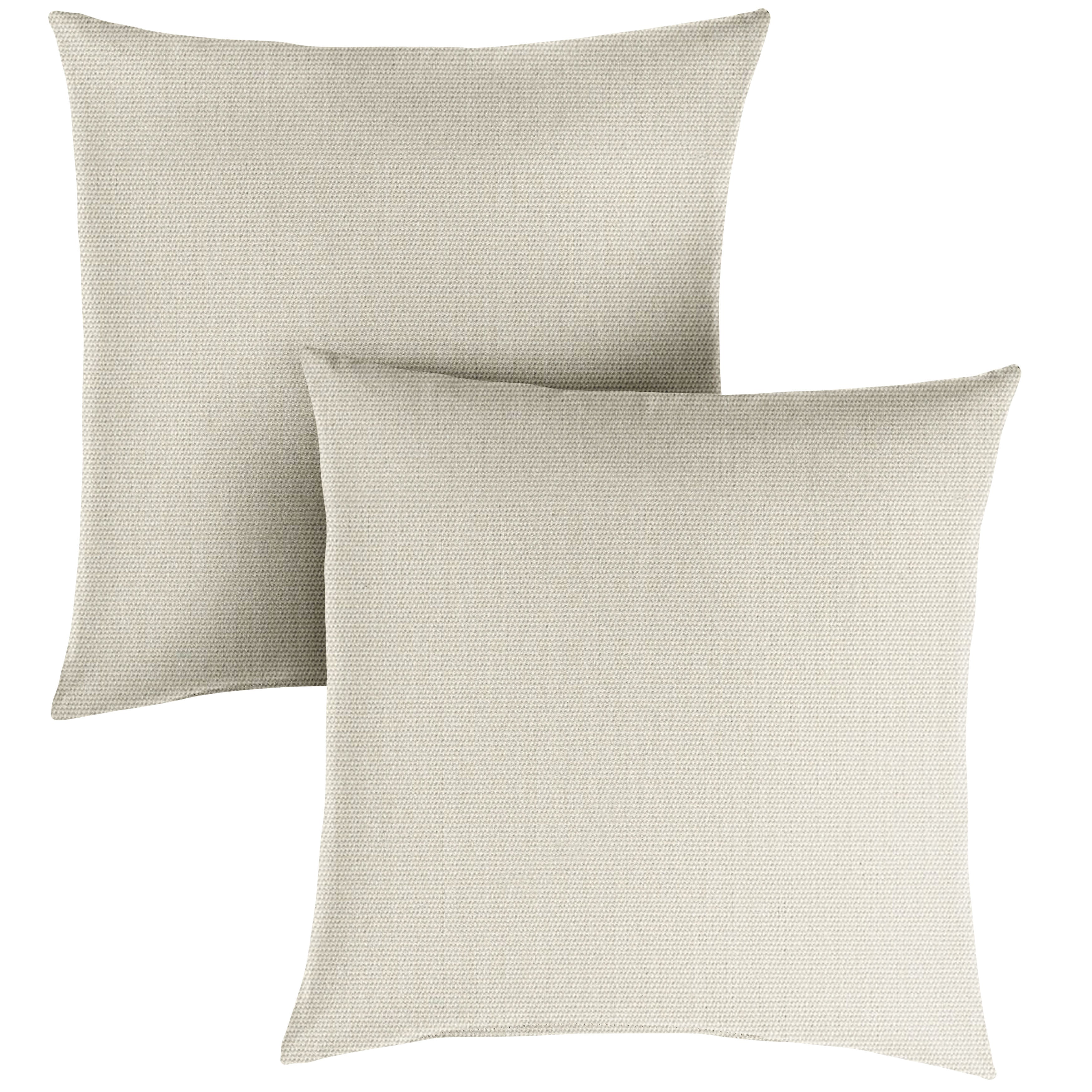 Canvas Sunbrella Solid Knife Edge Outdoor Square Pillow Set of 2, Cloud