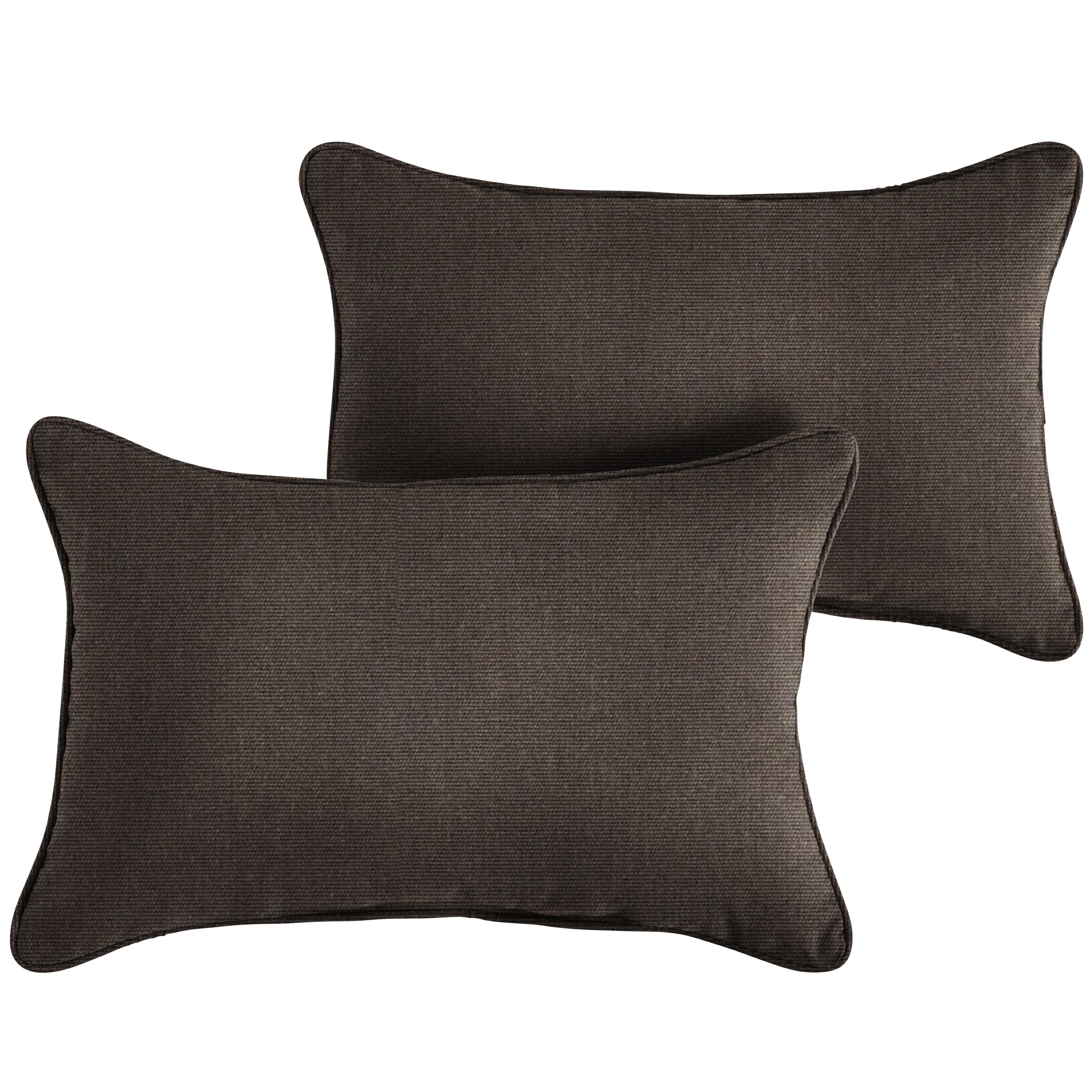 Canvas Sunbrella Solid Outdoor Lumbar Pillow Set of 2, Java