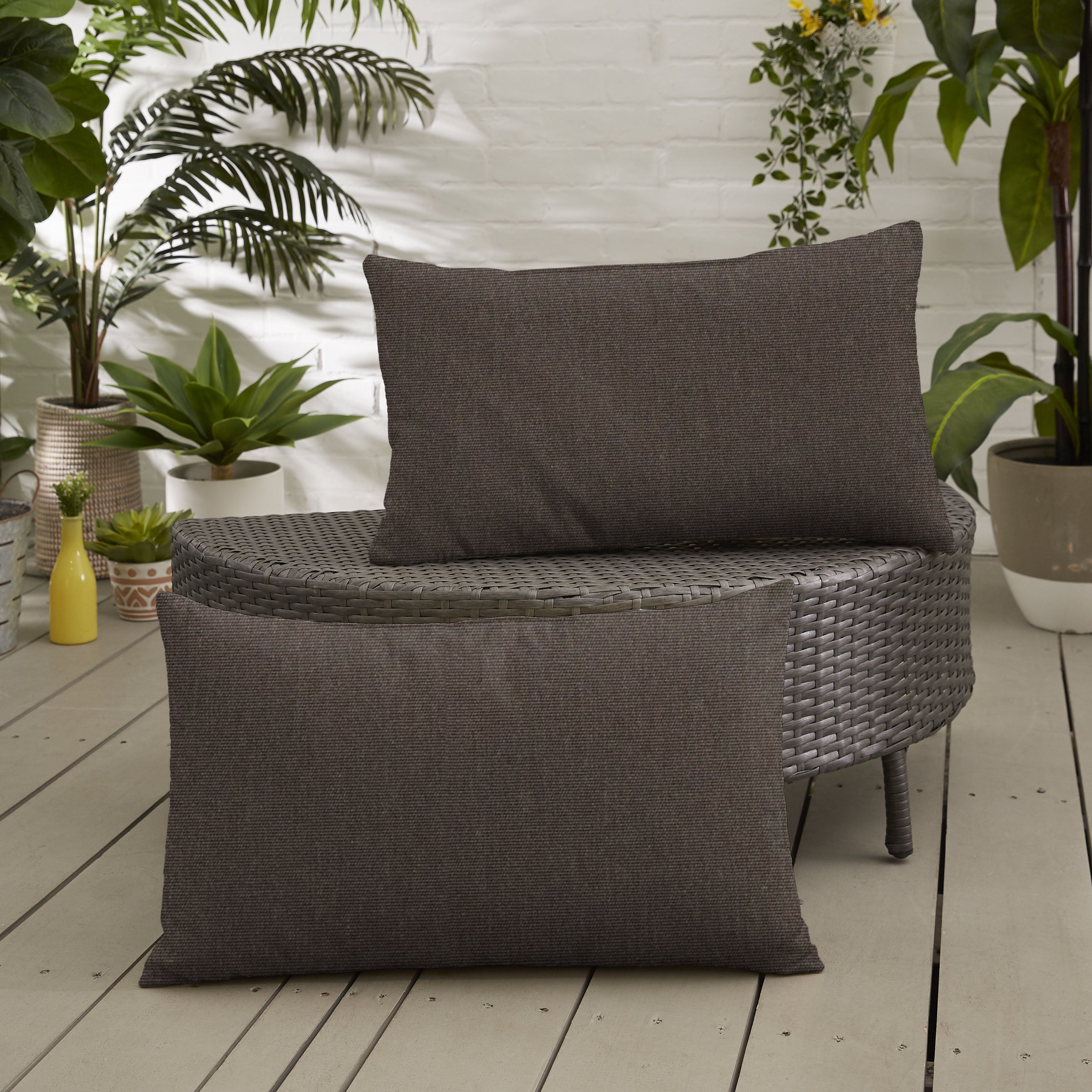Canvas Sunbrella Solid Knife Edge Outdoor Lumbar Pillow Set of 2