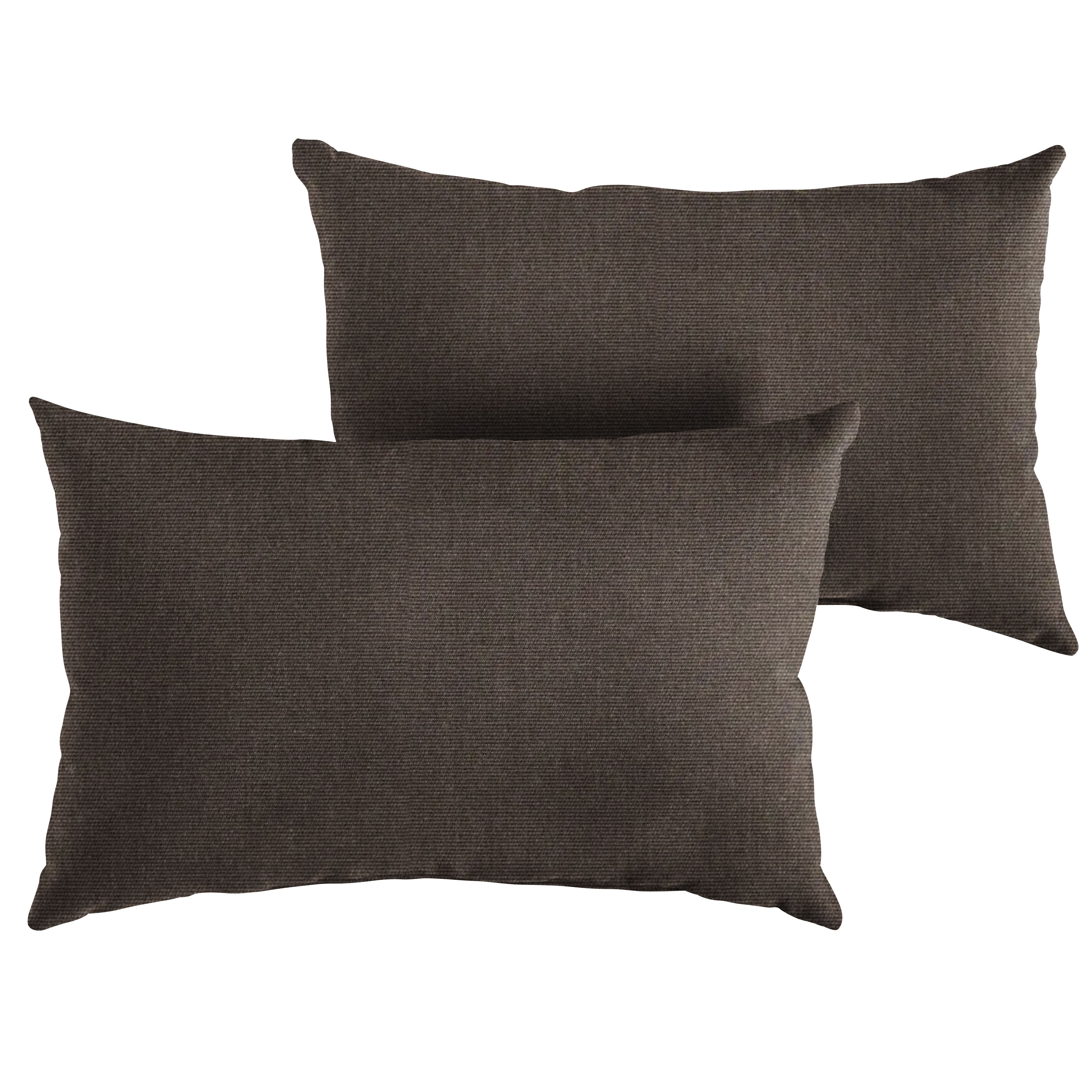 Canvas Sunbrella Solid Knife Edge Outdoor Lumbar Pillow Set of 2, Java