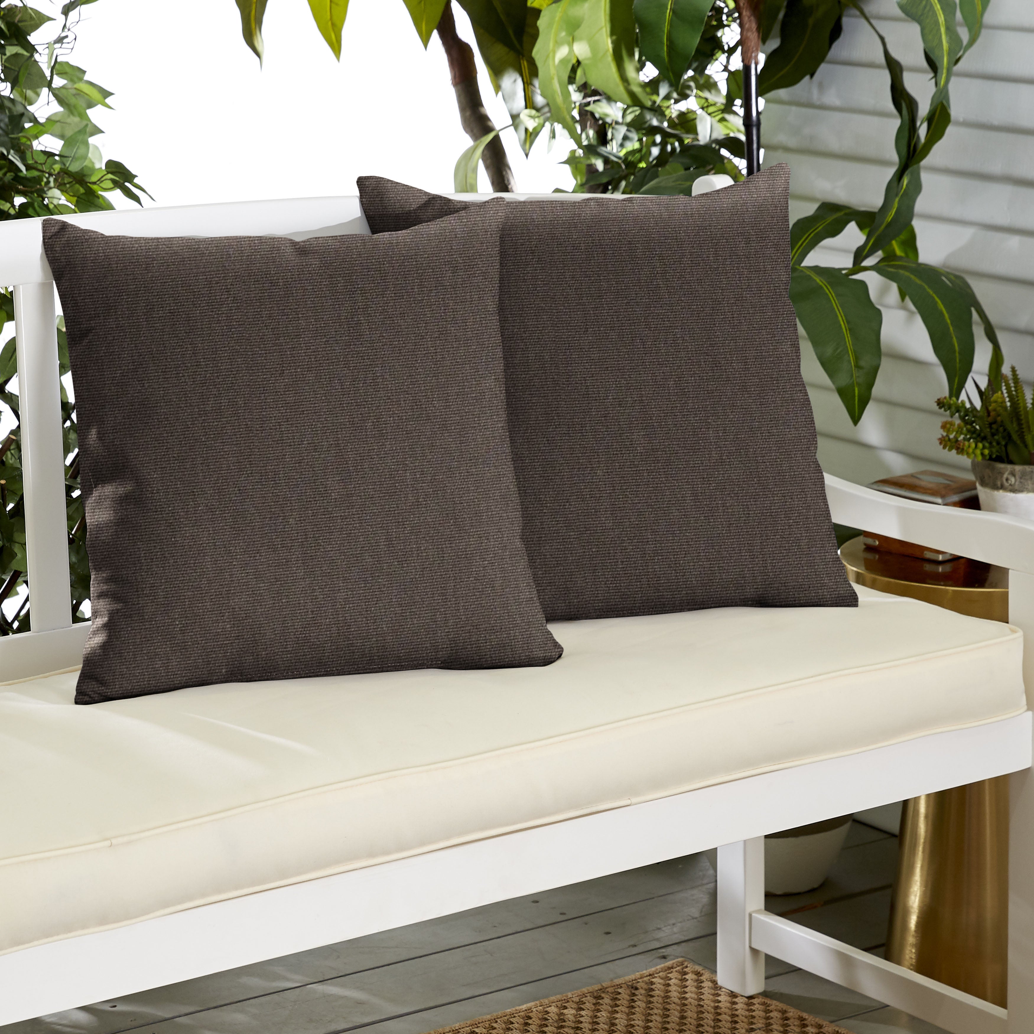 Sunbrella Solid Knife Edge Outdoor Square Pillow Set of 2