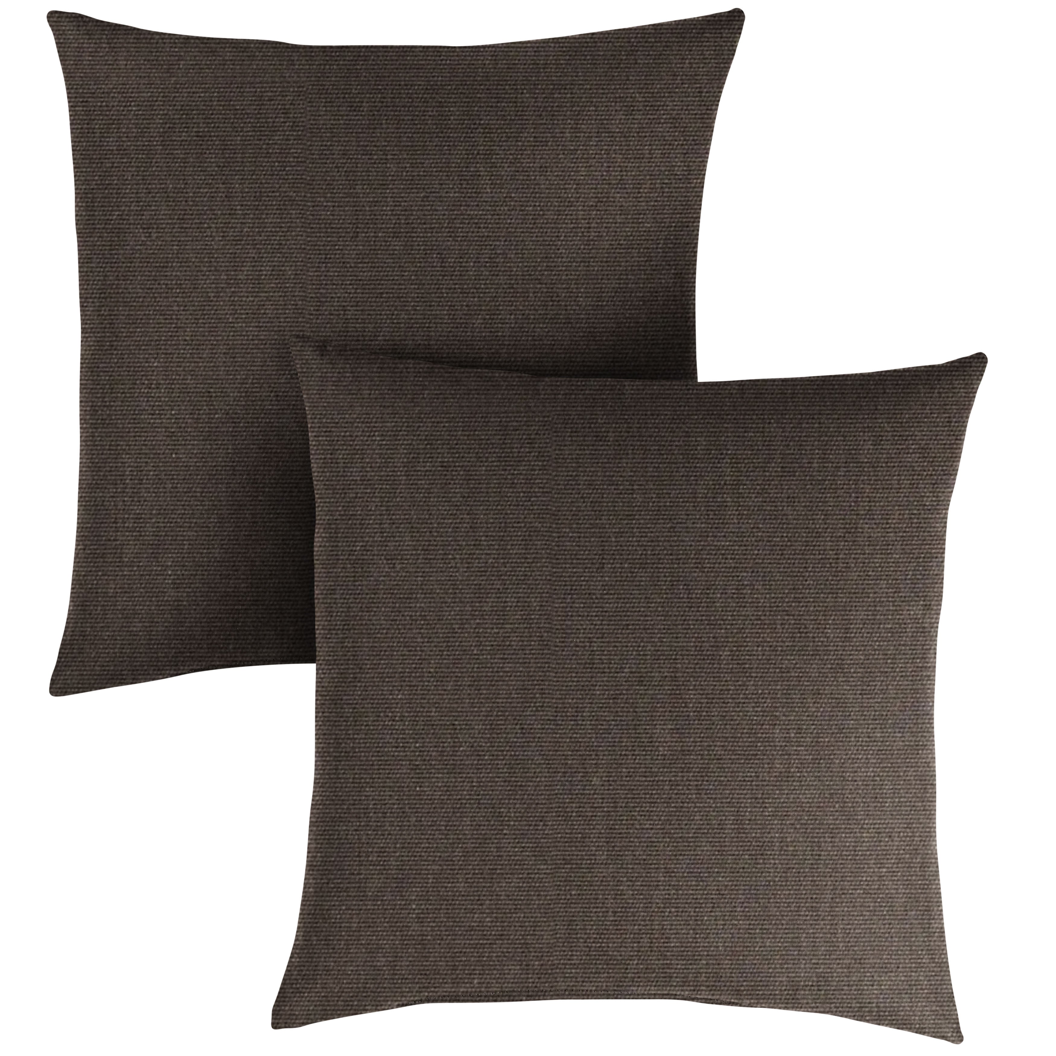 Canvas Sunbrella Solid Knife Edge Outdoor Square Pillow Set of 2, Java